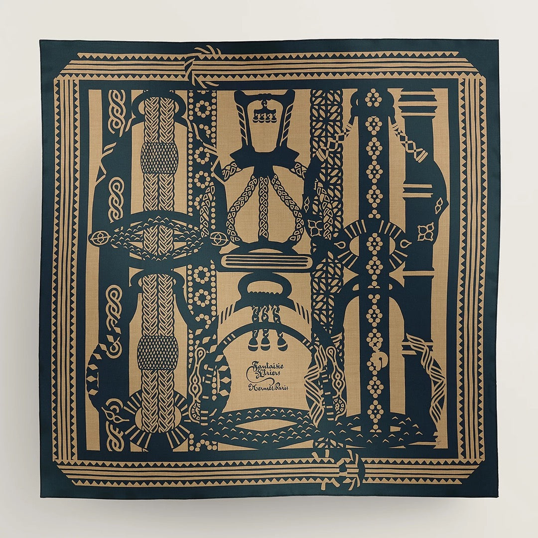 Square Scarf 140 CM Navy Blue Silk