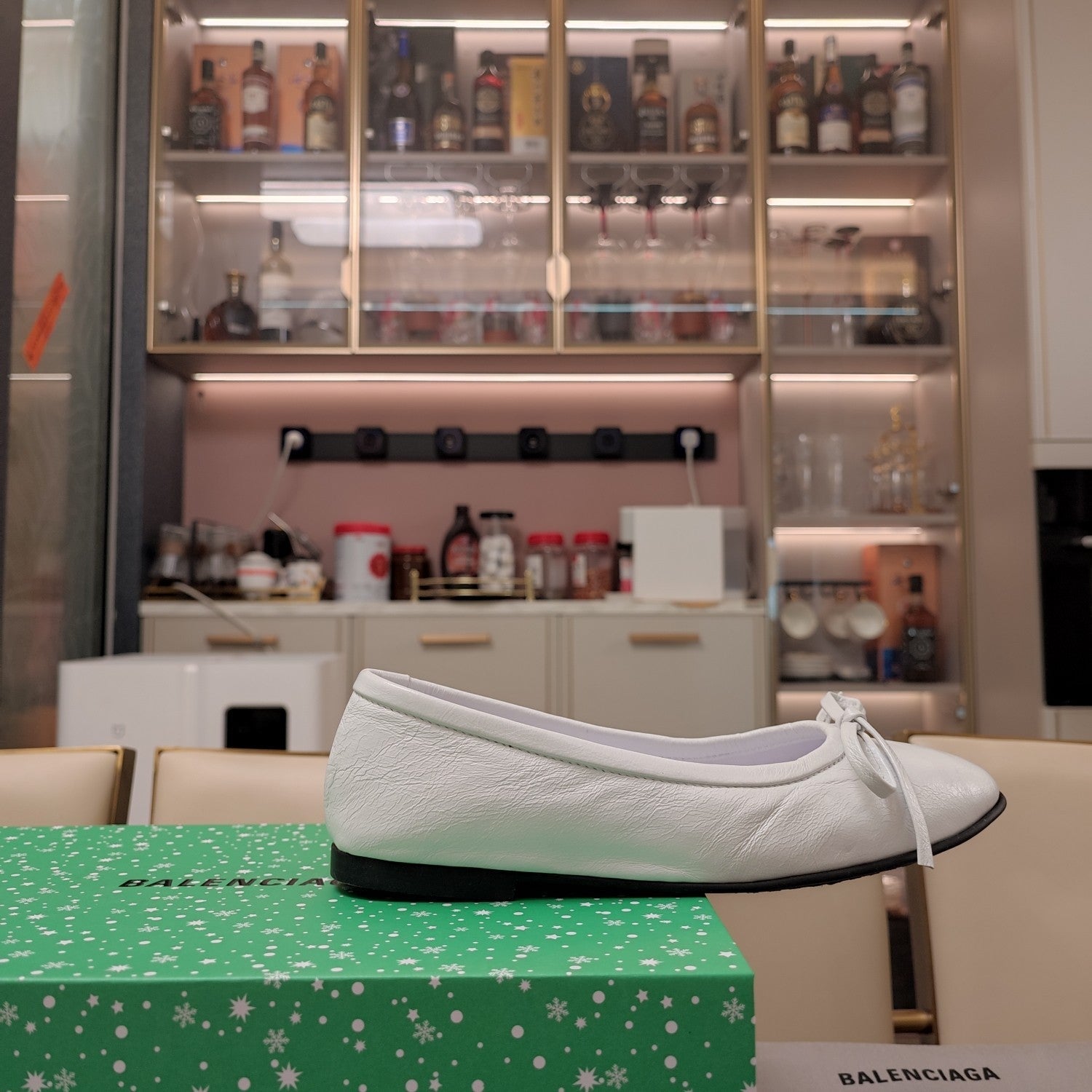 Balen 25 bow ballet flat white sheepskin 184479