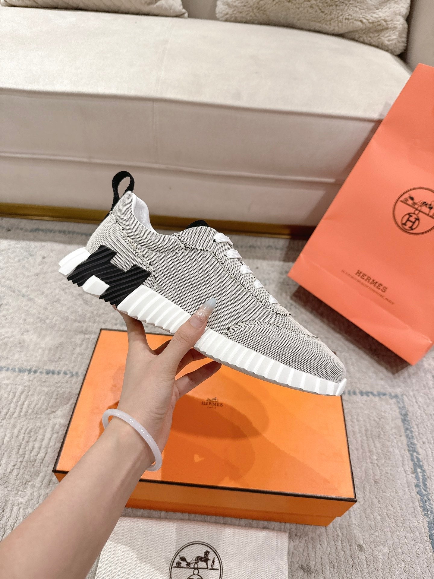 HM Bouncing Sneaker Light Grey Mix Black Canvas 581316