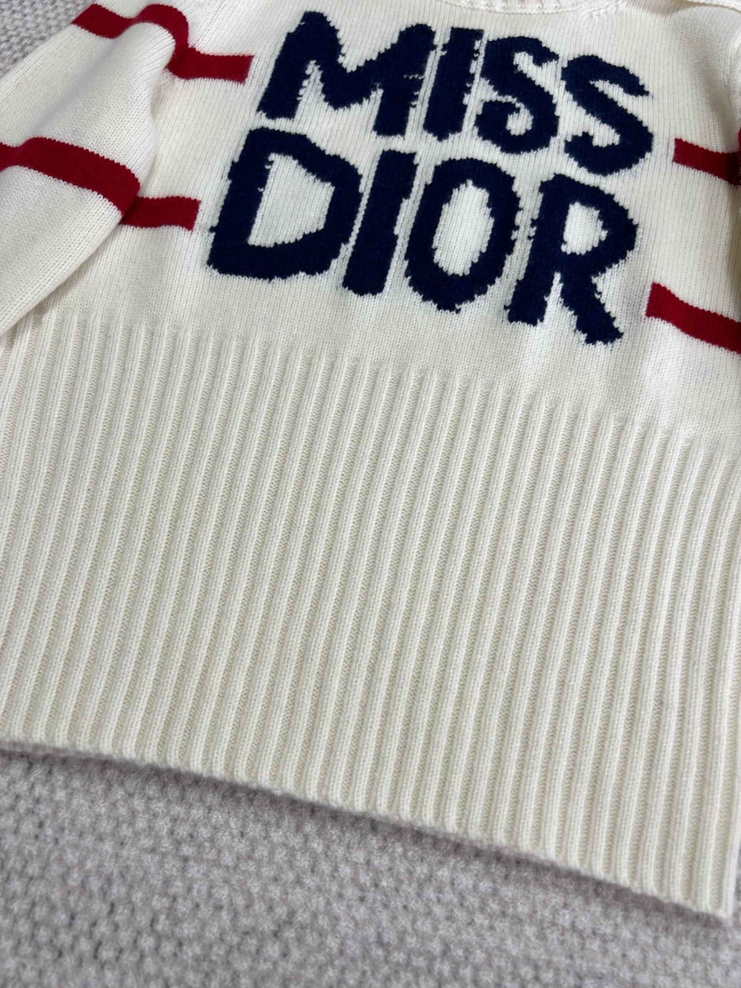 CD Turtleneck Sweater White Blue Red Wool Cashmere