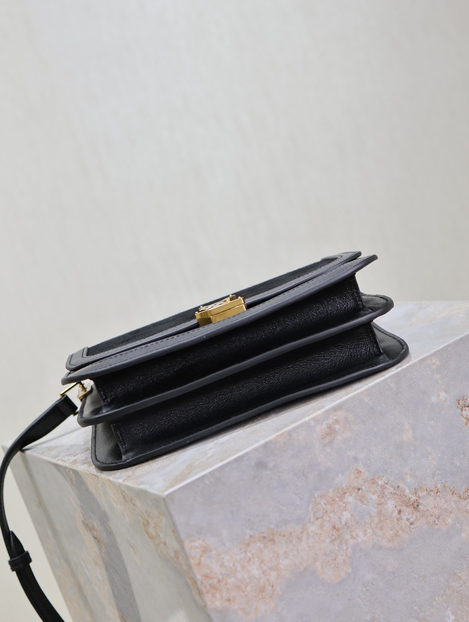 YSL Solferino Shoulder Bag Black Suede Leather