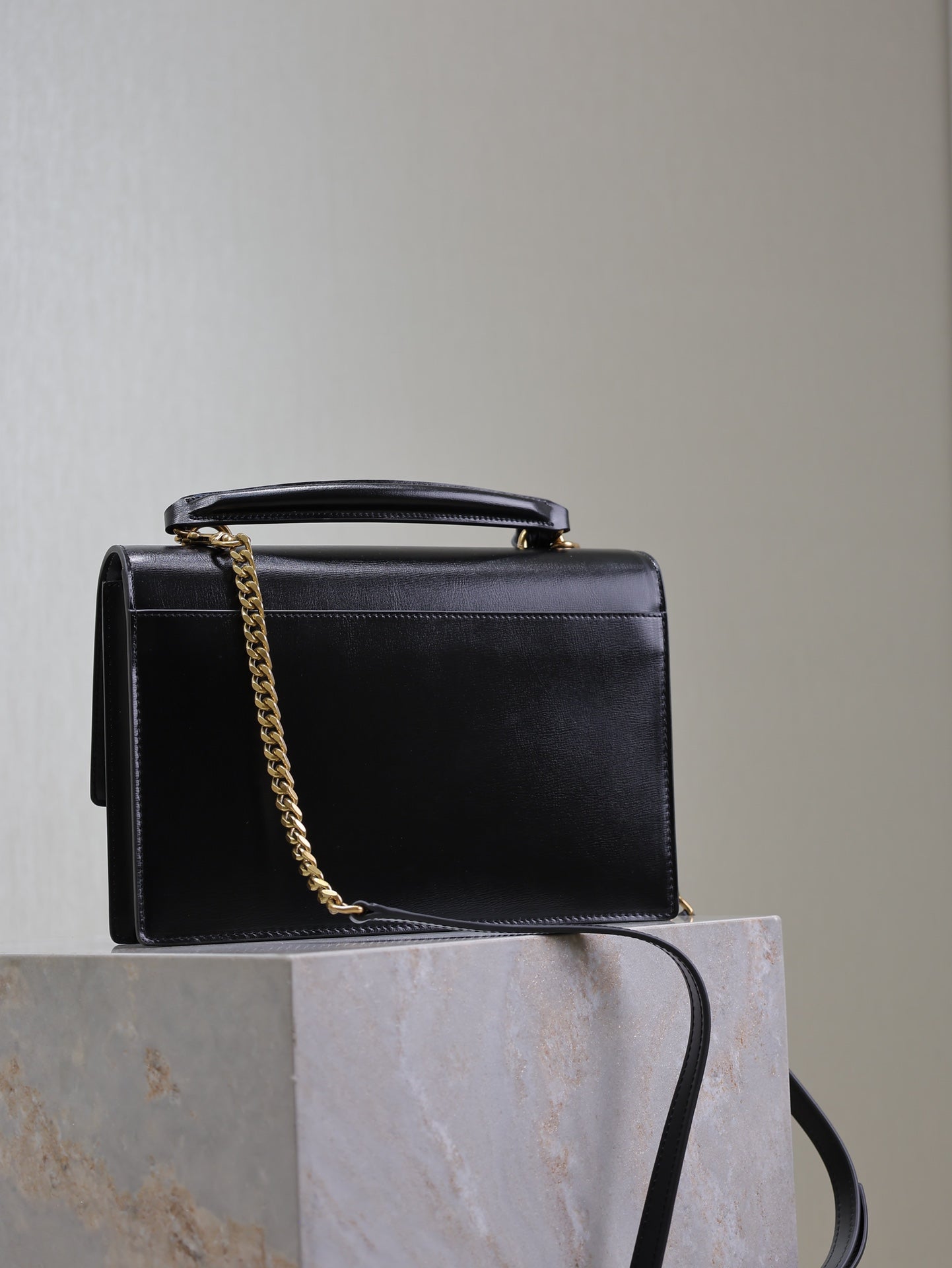 YSL Sunset Handbags 25cm Black Brown Cowhide Suede