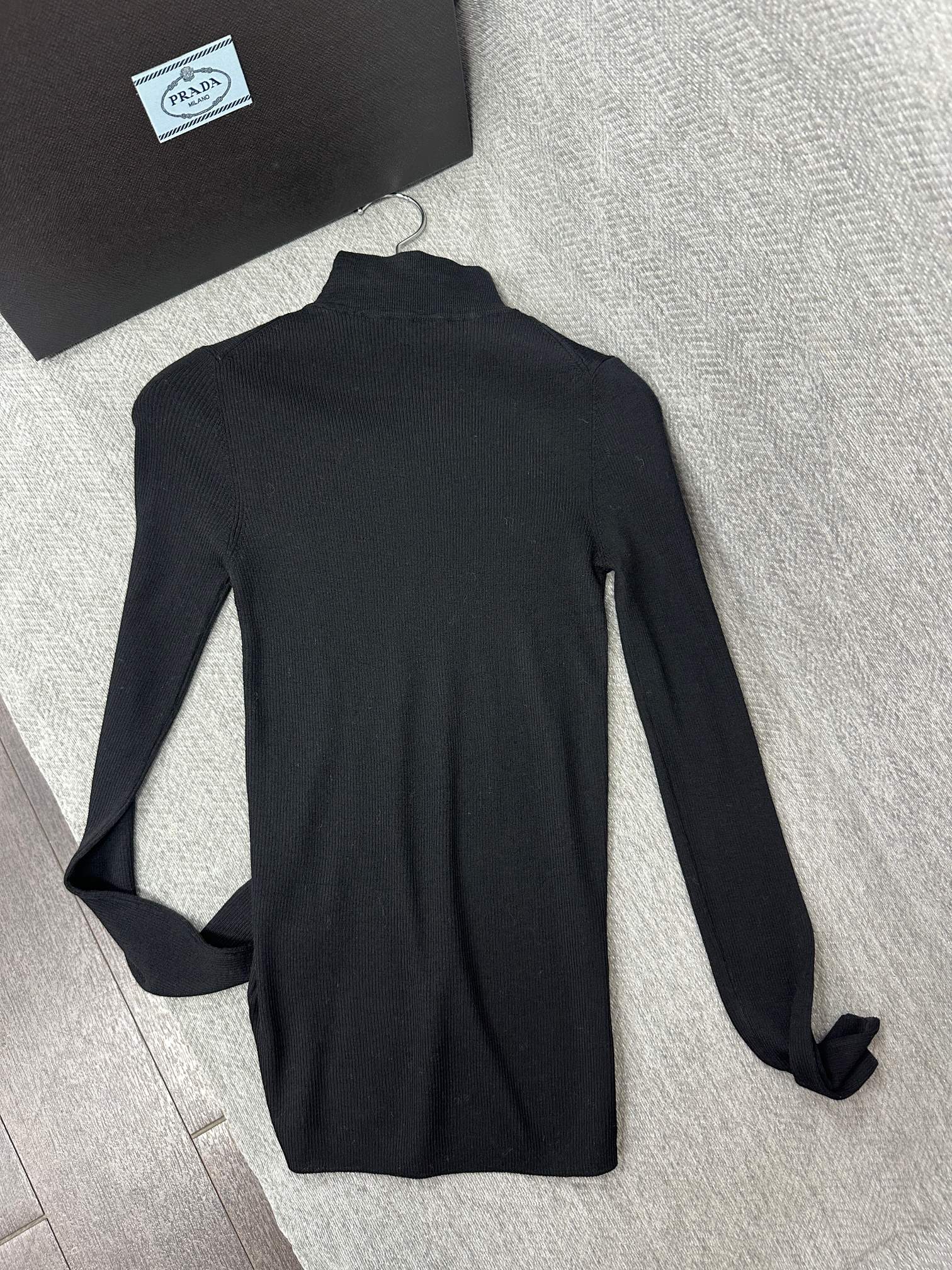 Prada Turtleneck Stretch Black Wool 336821