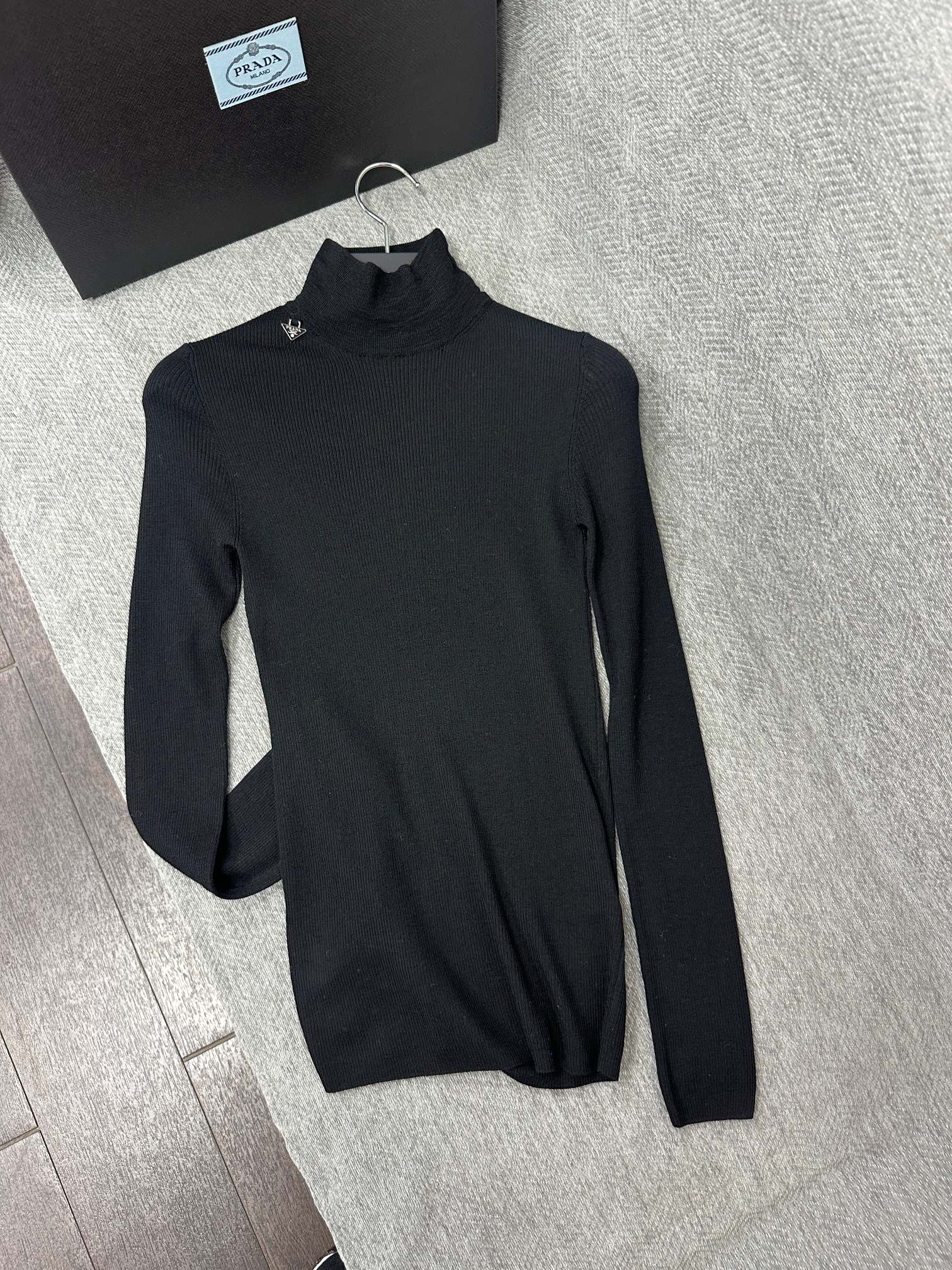 Prada Turtleneck Stretch Black Wool 336821
