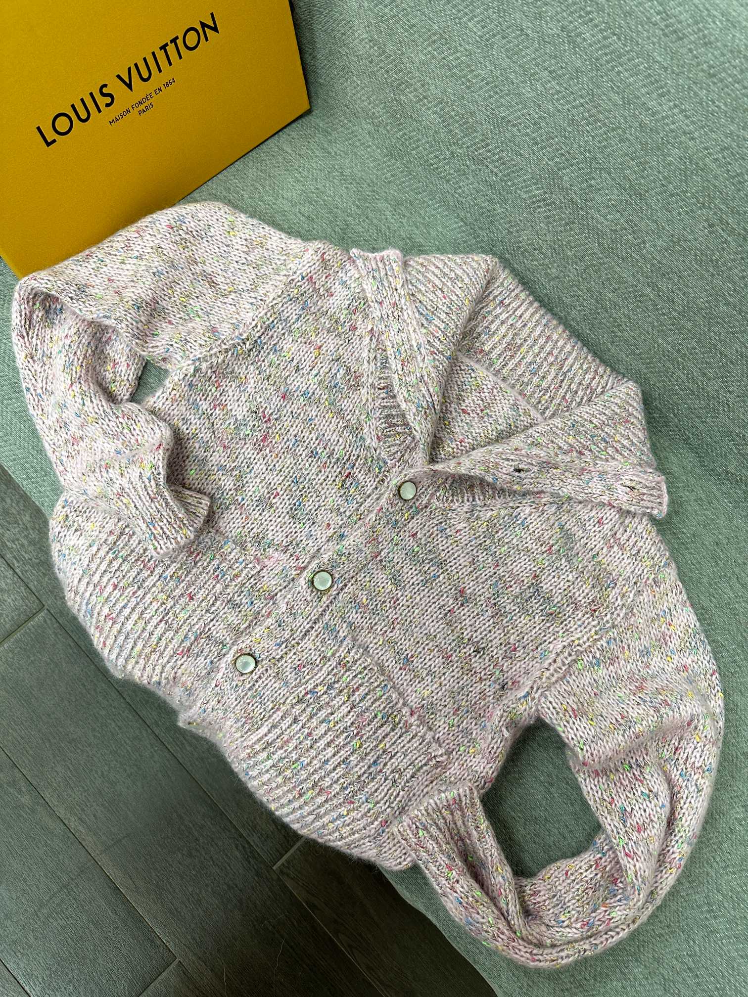 LV Yarn Lapel Cardigan Multicolor Wool 349450