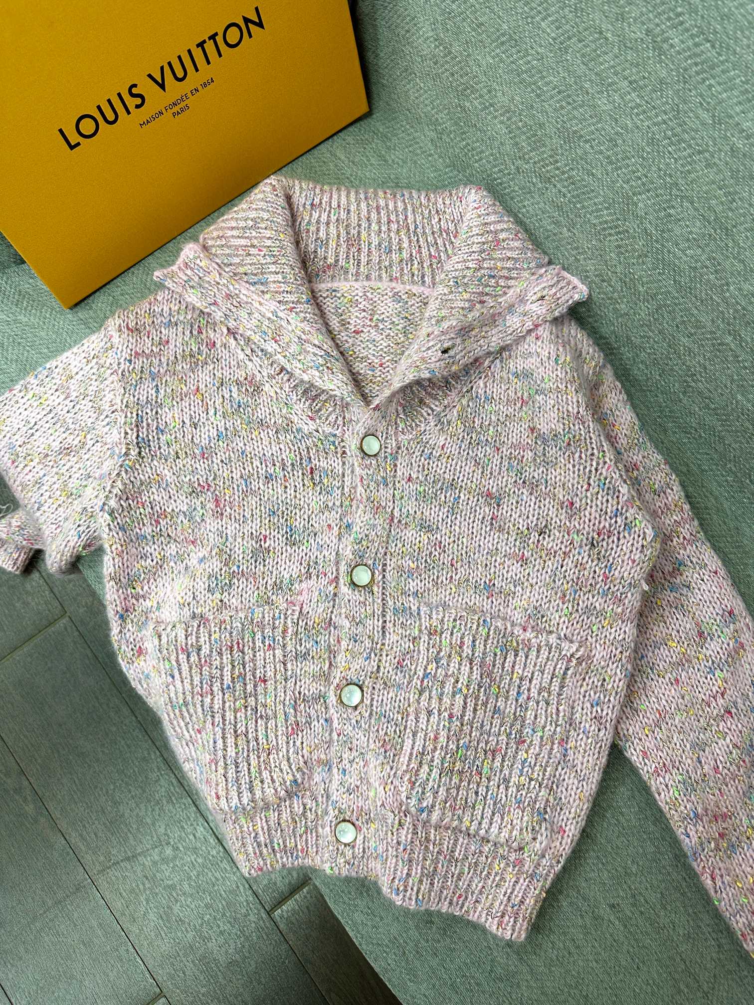 LV Yarn Lapel Cardigan Multicolor Wool 349450