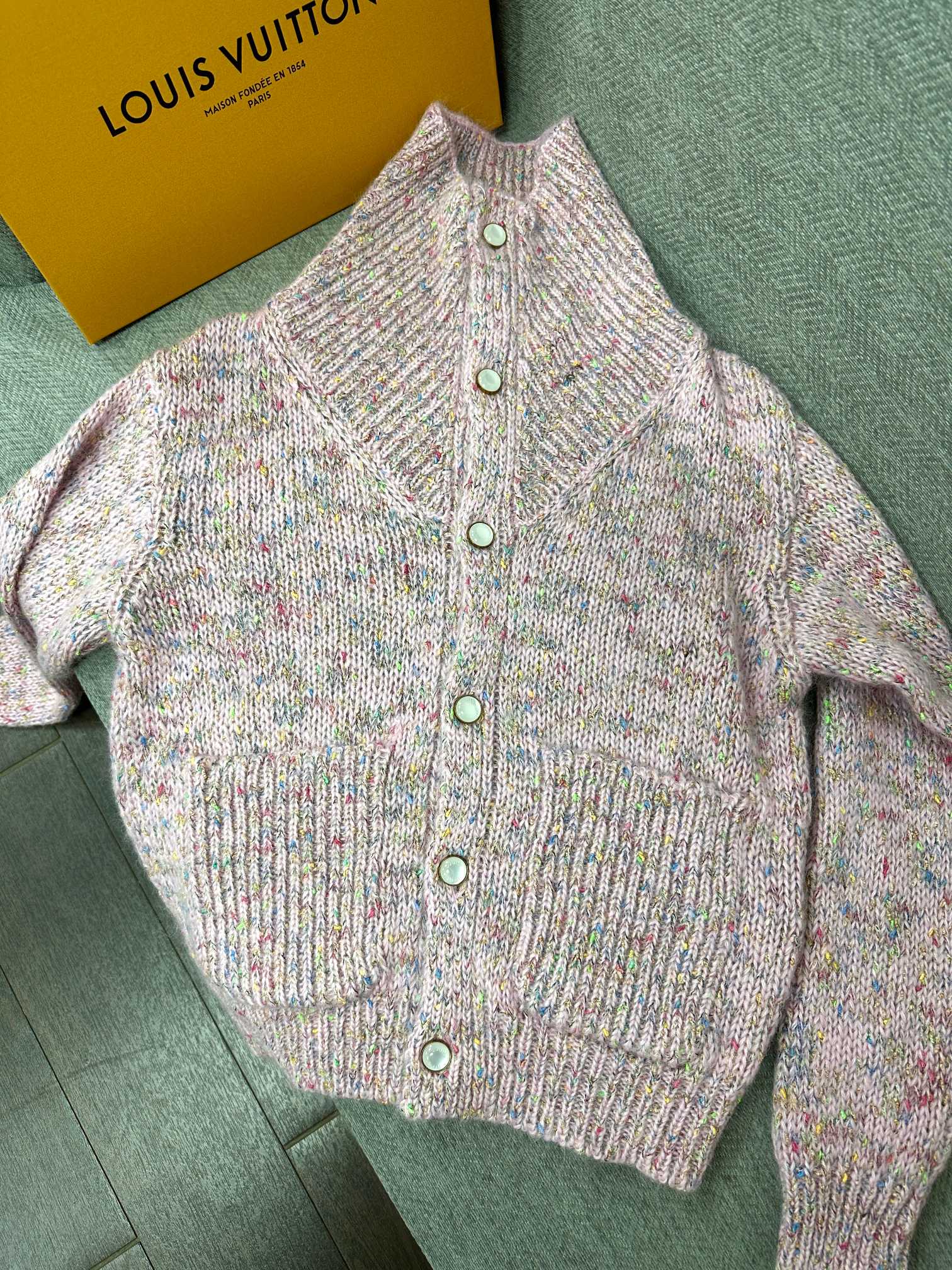 LV Yarn Lapel Cardigan Multicolor Wool 349450