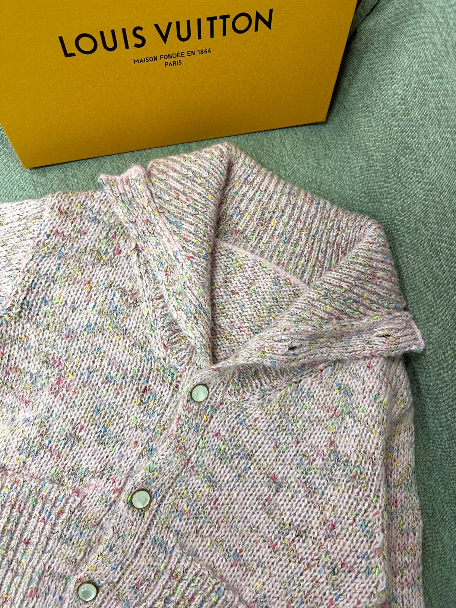 LV Yarn Lapel Cardigan Multicolor Wool 349450