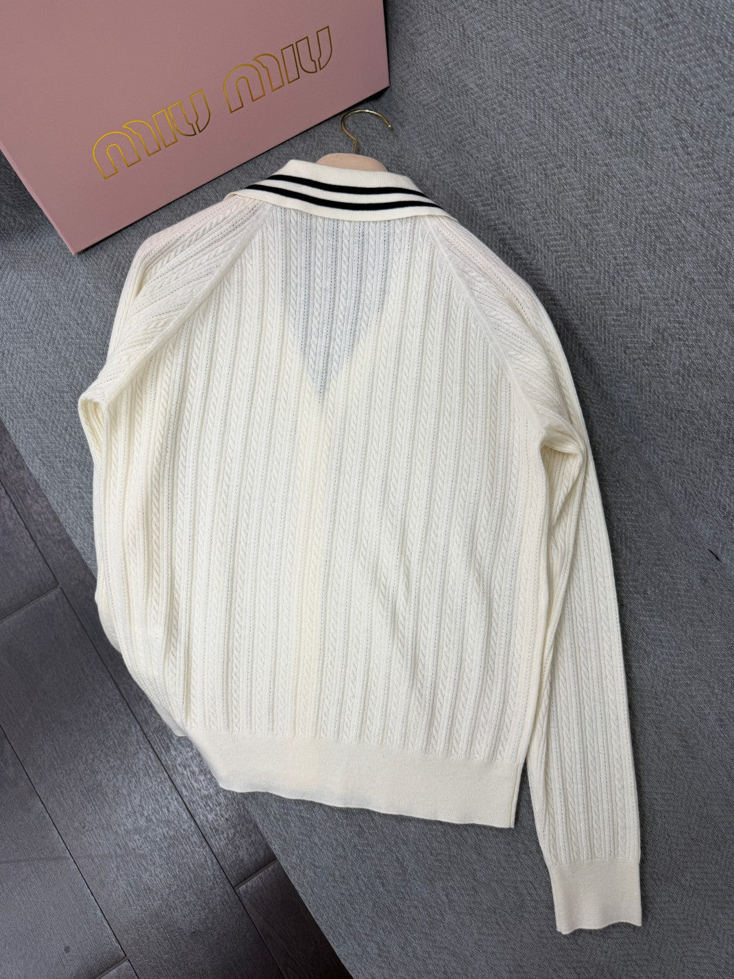 Miu 26s Twisted Rope Cardigan White Cotton 414812