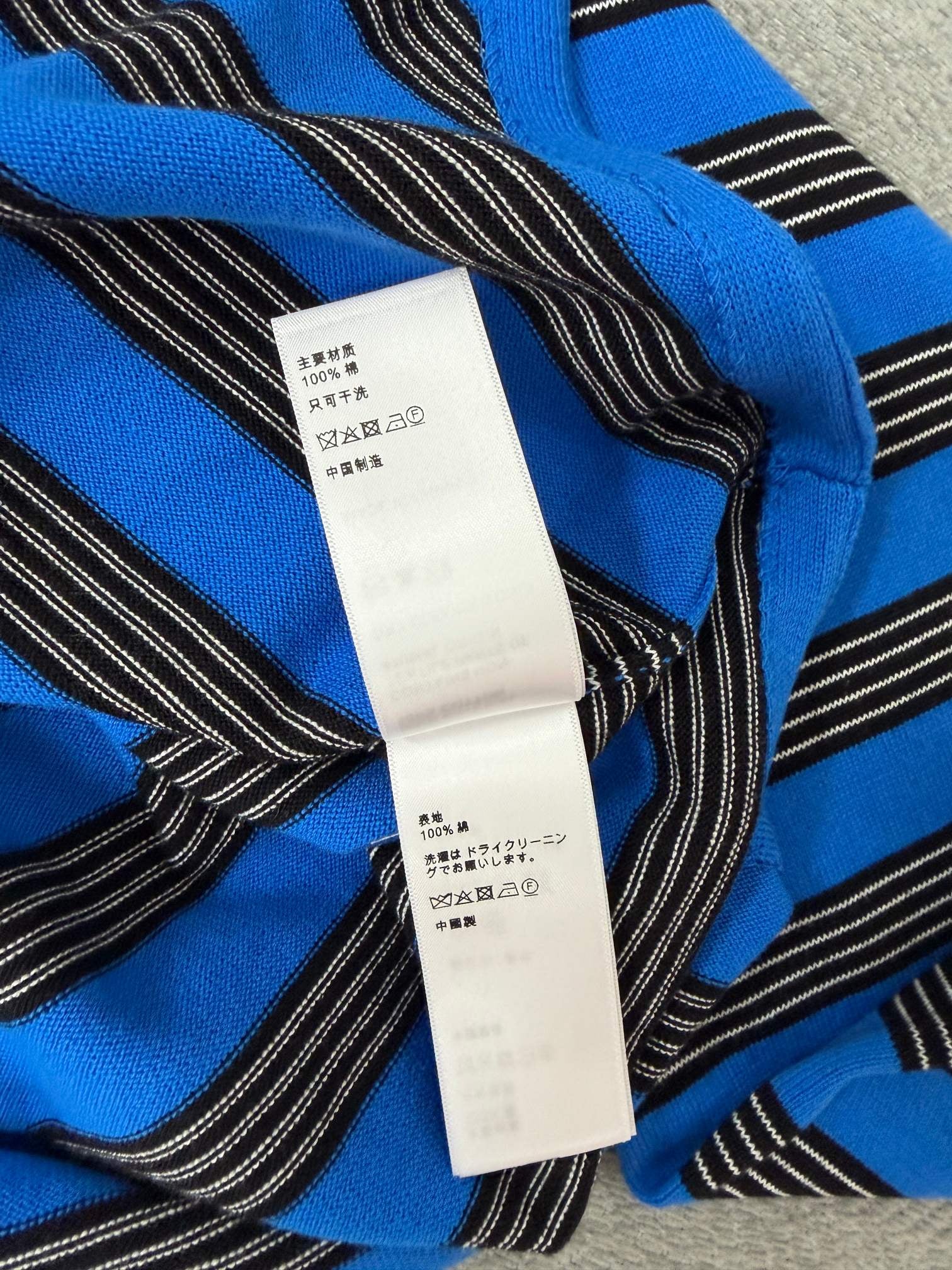 Celine 26s Striped Collared Knit Sweater Blue Black 414835