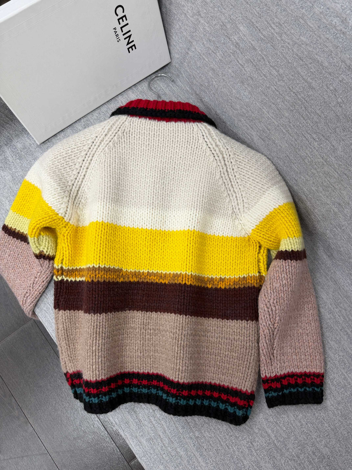 Celine 26s Knit Cardigan Multicolor Wool Cotton Blend Zip Up 442020