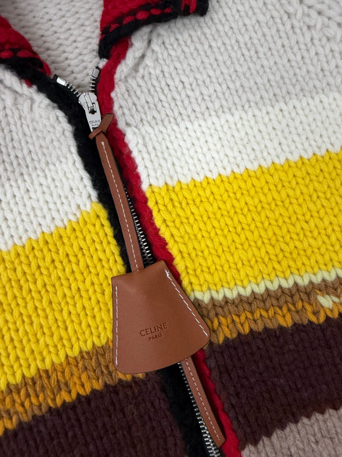 Celine 26s Knit Cardigan Multicolor Wool Cotton Blend Zip Up 442020