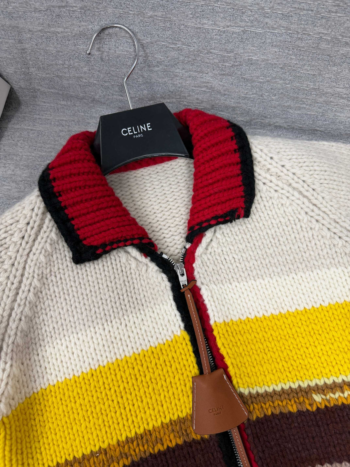 Celine 26s Knit Cardigan Multicolor Wool Cotton Blend Zip Up 442020