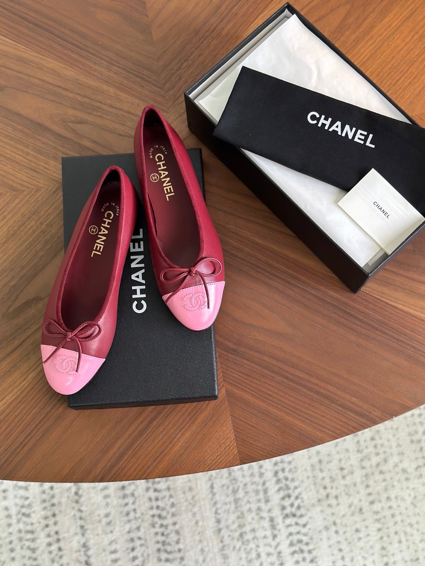 CC 26s Ballet Flat Pink Red Calfskin 938173
