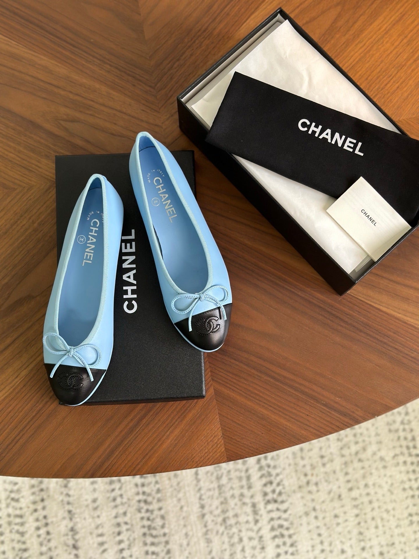 CC 26s Ballet Flat Blue Black Calfskin 938176