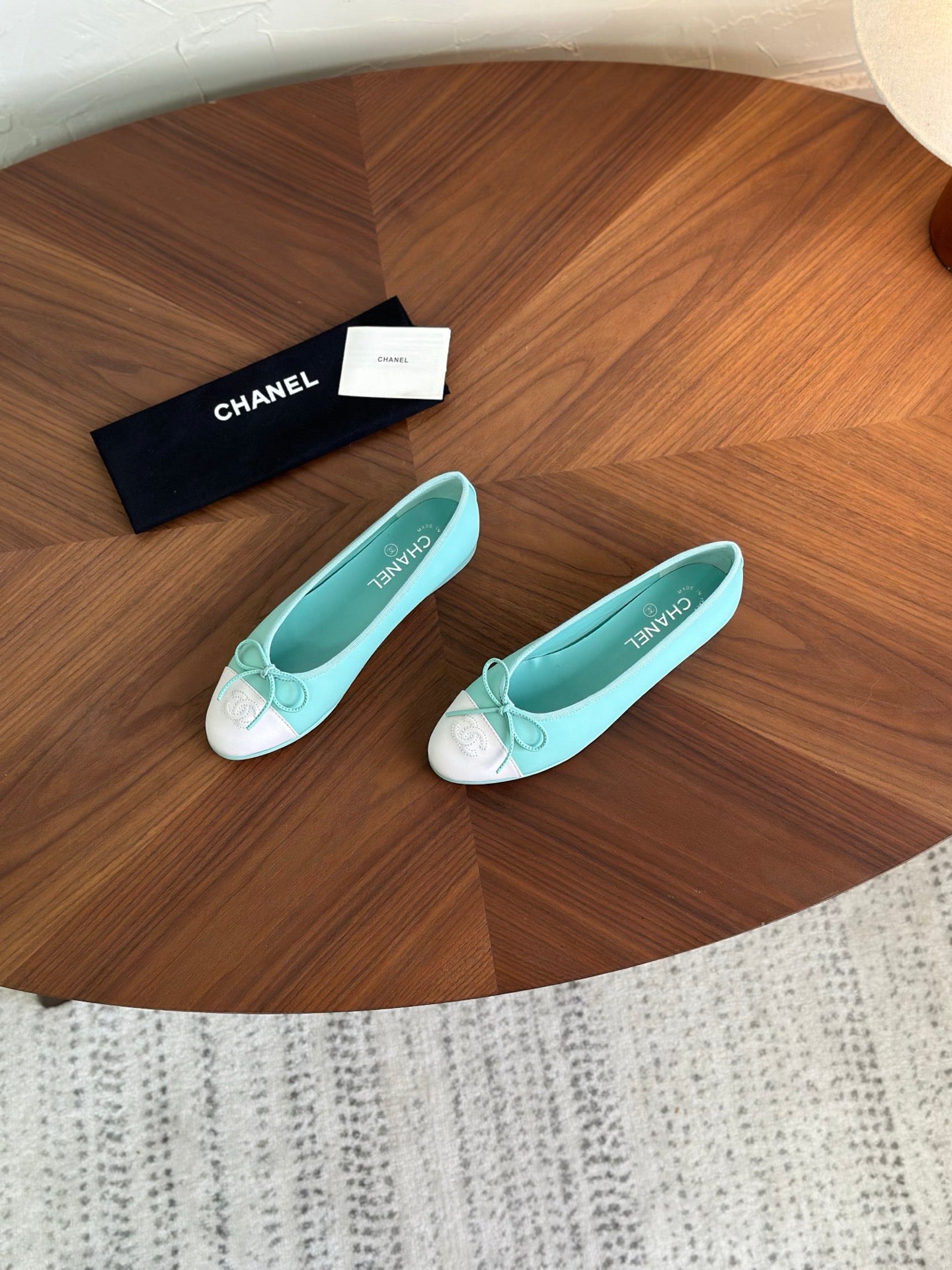 CC 26s Ballet Flat White Light Blue Calfskin 938178