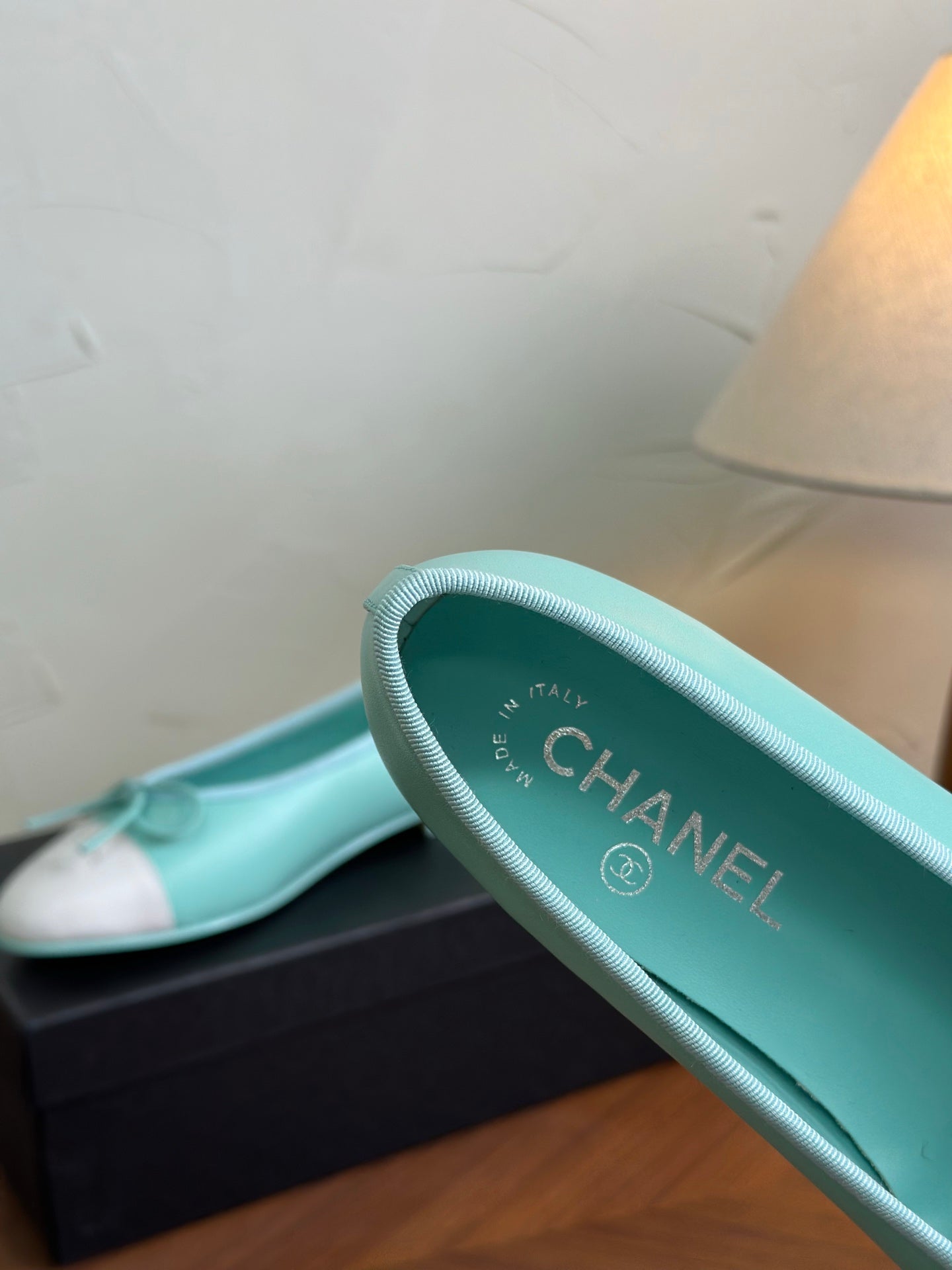 CC 26s Ballet Flat White Light Blue Calfskin 938178
