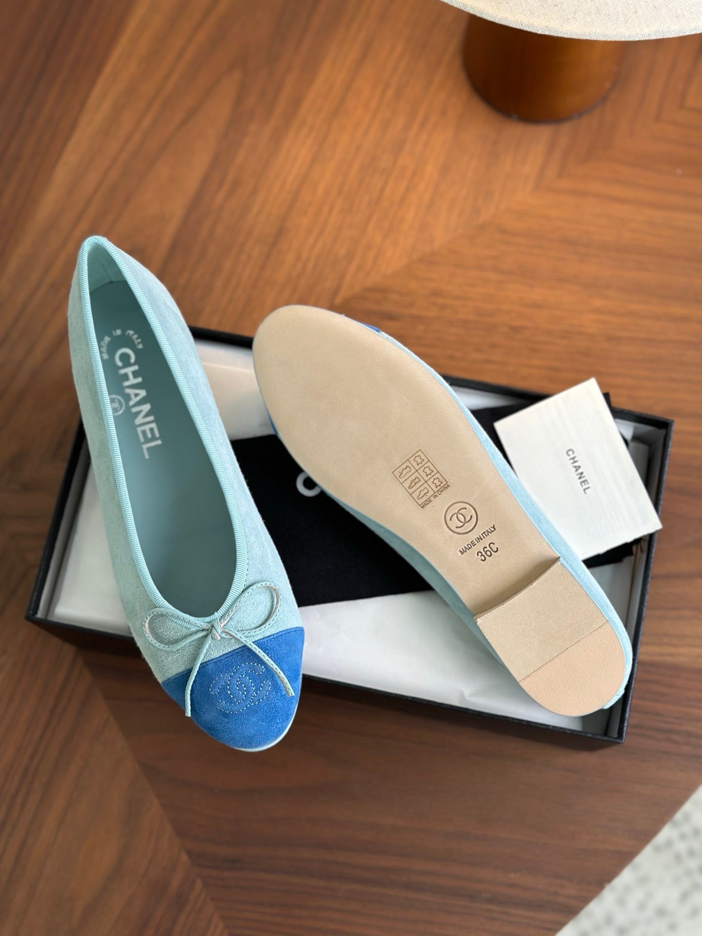 CC 26s Ballet Flat Light Blue Dark Blue Suede 938181