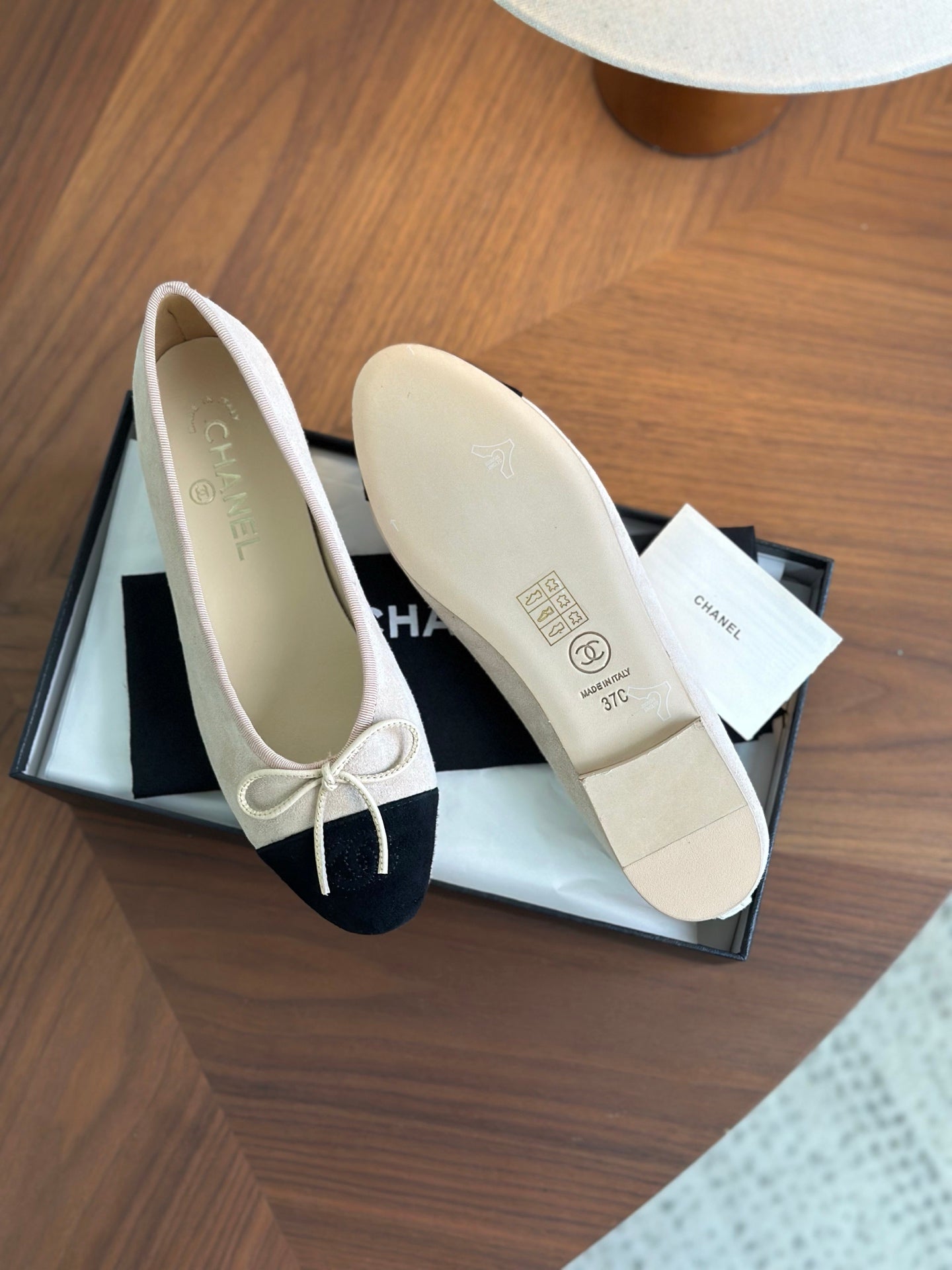 CC 26s Ballet Flat Black Khaki Suede 938185