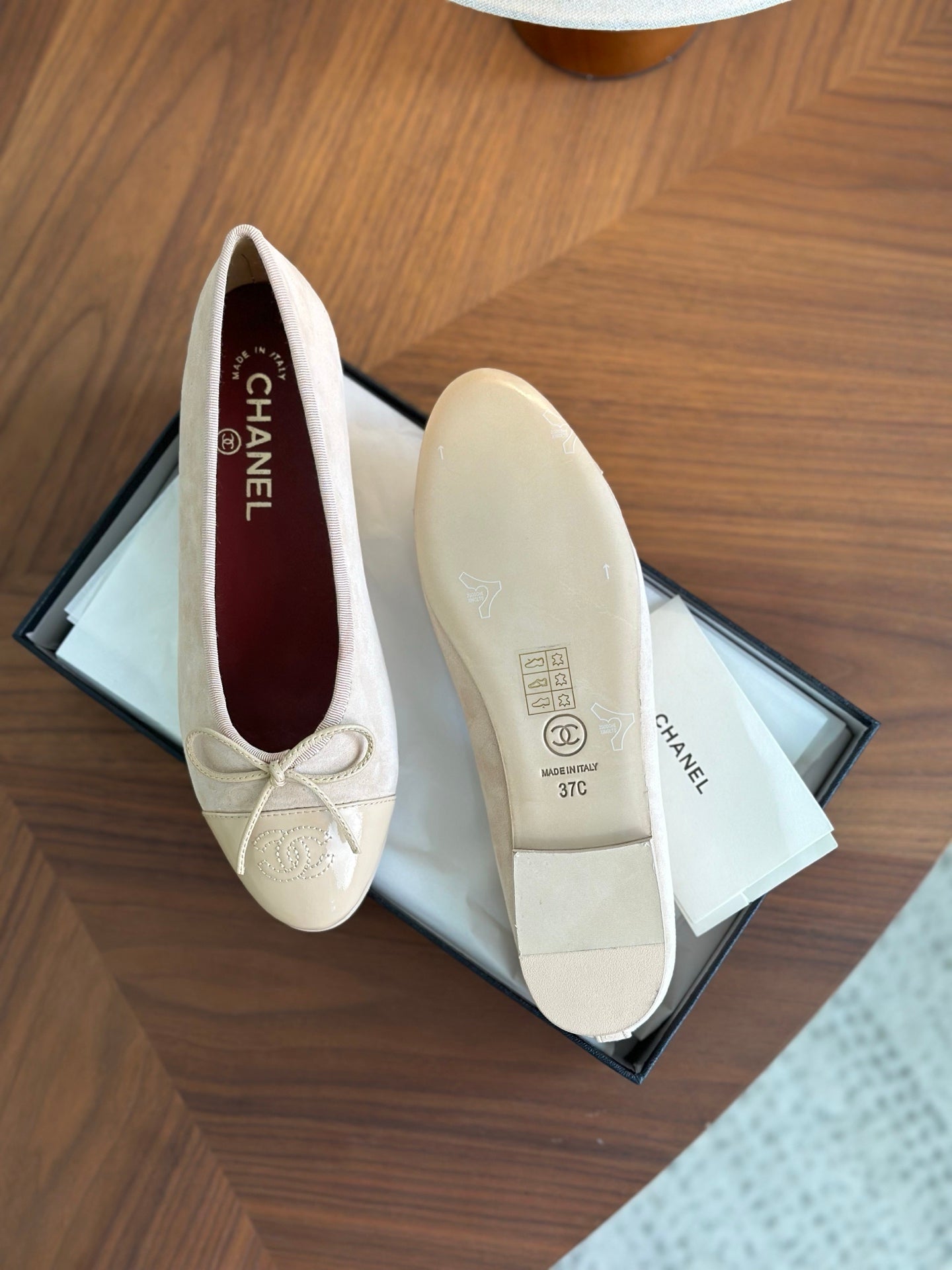 CC 26s Ballet Flat Khaki Suede Glossy Leather 938103