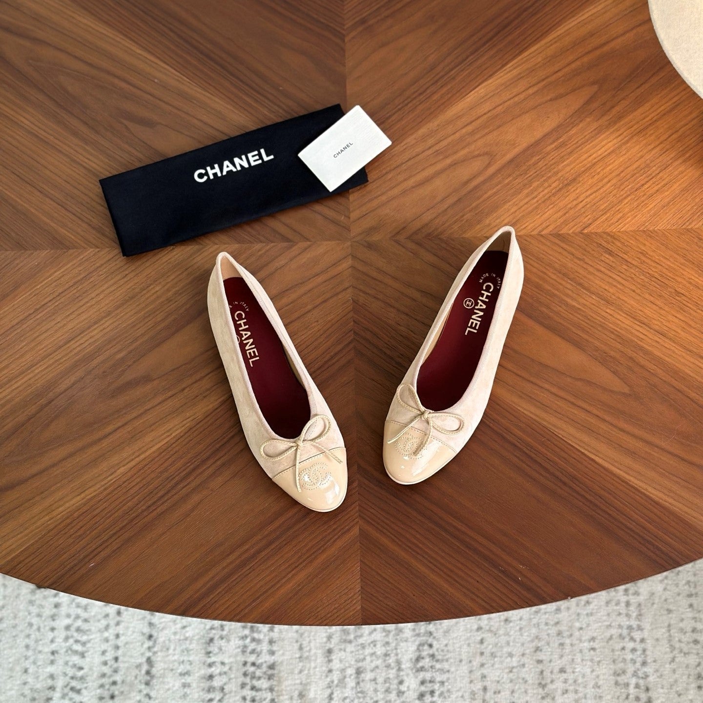 CC 26s Ballet Flat Khaki Suede Glossy Leather 938103