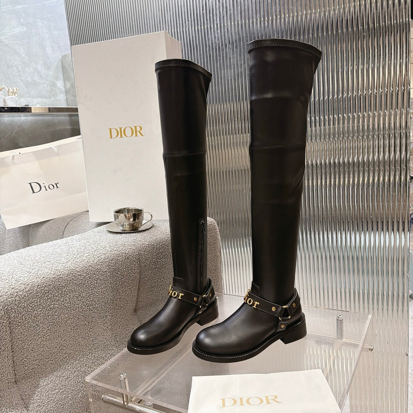 CD 26s Bolt Over-The-Knee Boot Black Calfskin 924099