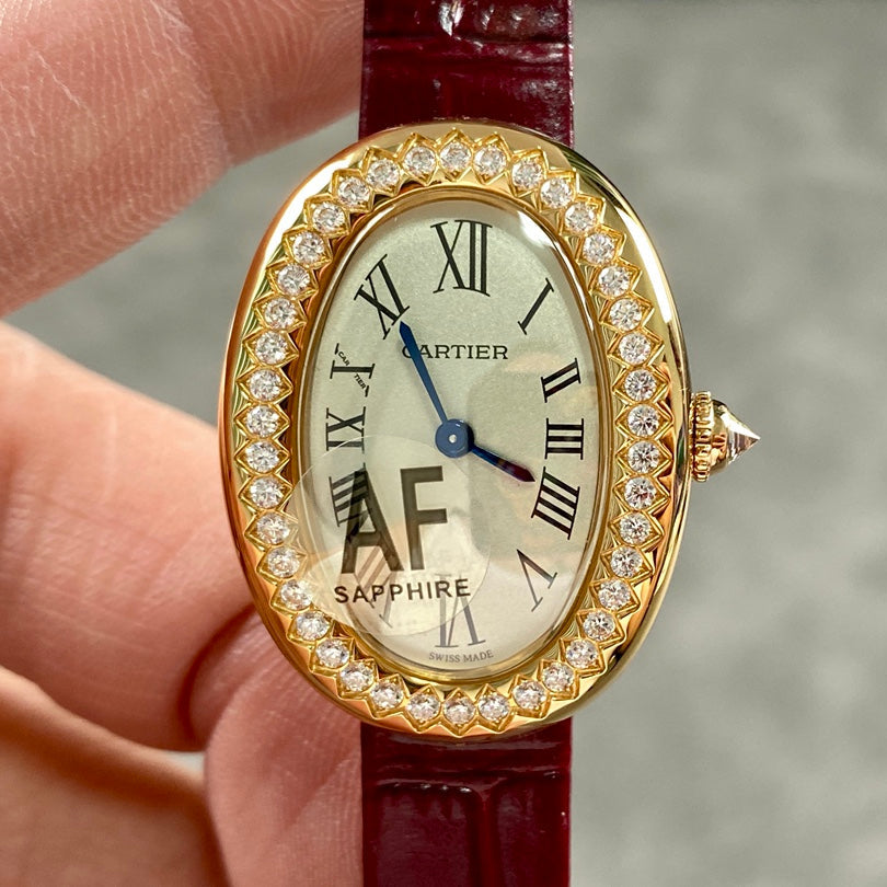 Baignoire Gold Case Red Leather Strap