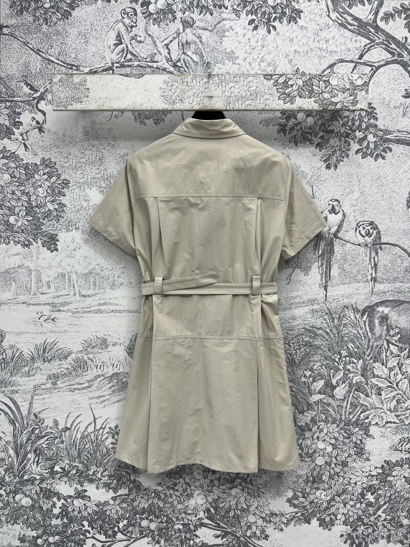 Celine 25 Short-sleeved Shirt Dress Beige Cotton
