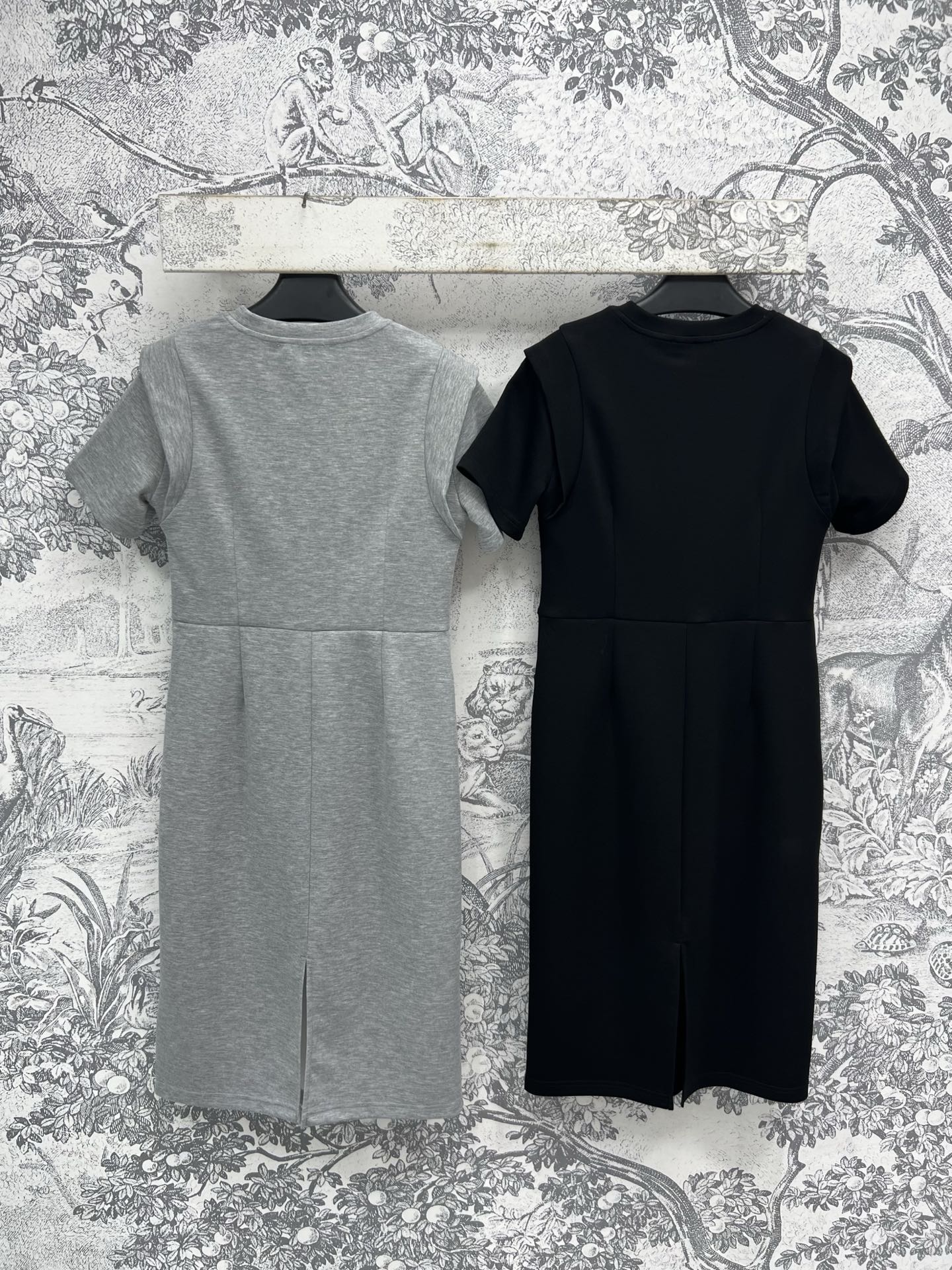 Prada 25 Short-sleeved Dress Black and Gray Cotton