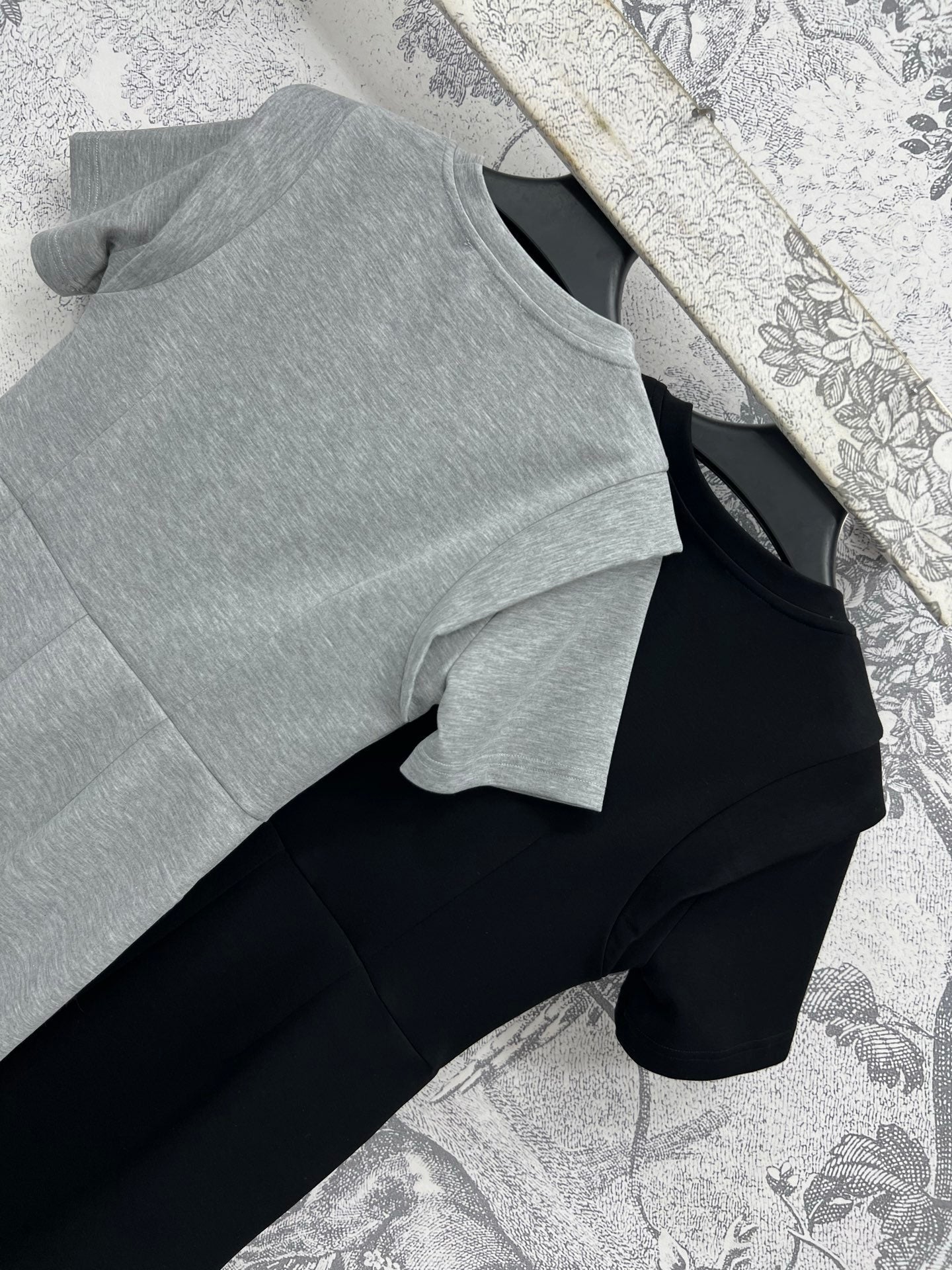 Prada 25 Short-sleeved Dress Black and Gray Cotton