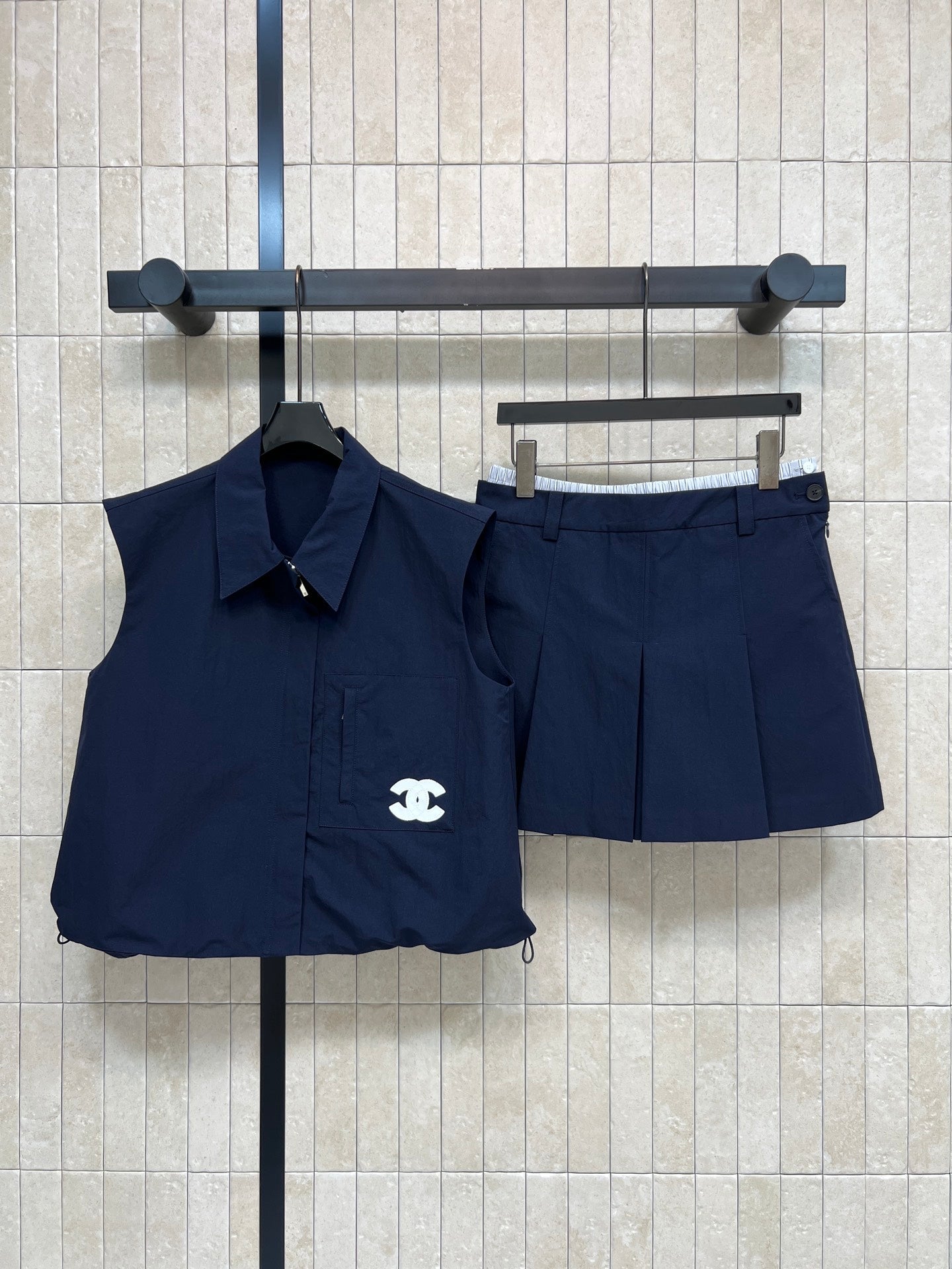 CC 26s Sleeveless Shirt + Shorts Navy Blue Polyester 400736