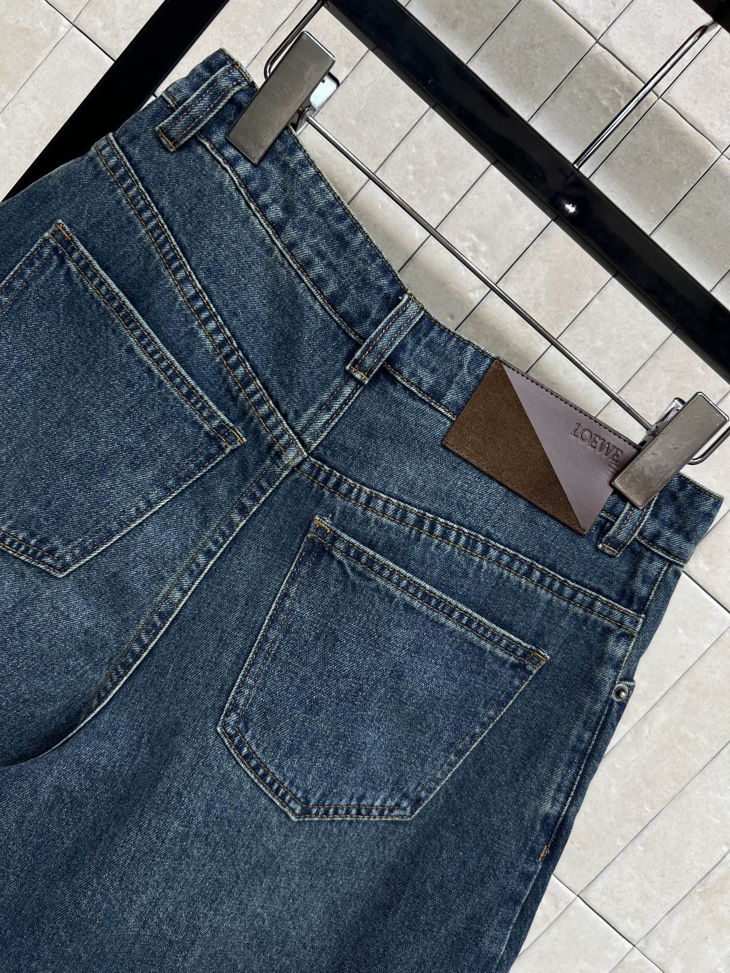 Loewe 26s High-Waisted Wide-Leg Denim Cropped Pants 400688