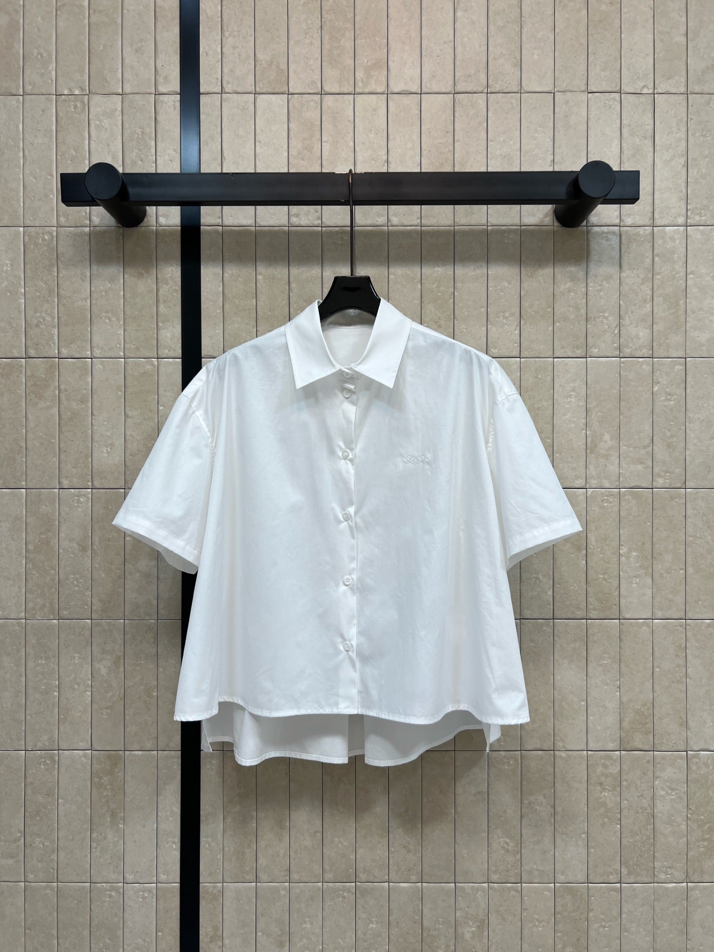 Loewe 26s Short Sleeve Trapeze Shirt White  Cotton 402855