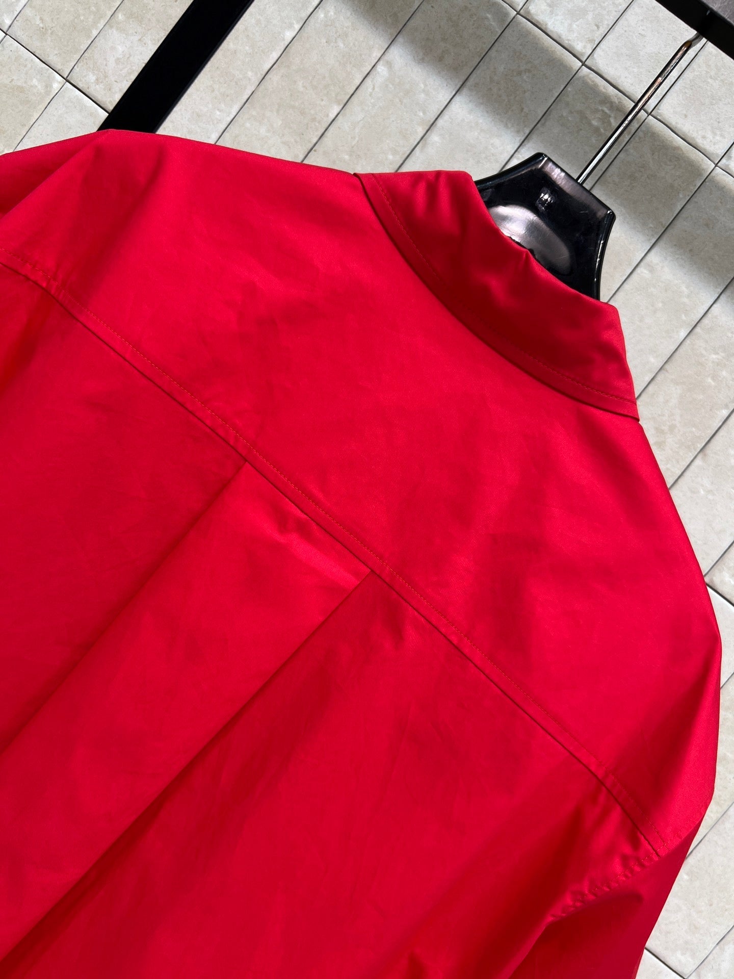 Loewe 26s Short Sleeve Trapeze Shirt Red Cotton 402858