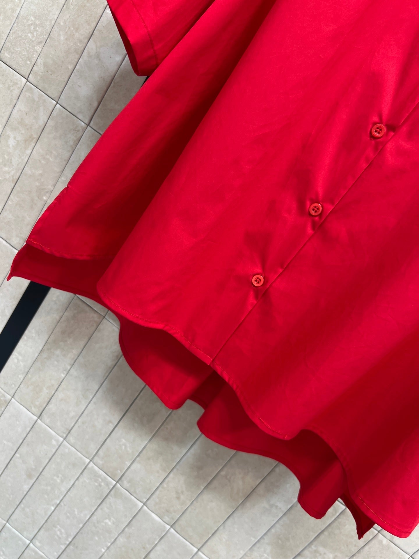 Loewe 26s Short Sleeve Trapeze Shirt Red Cotton 402858