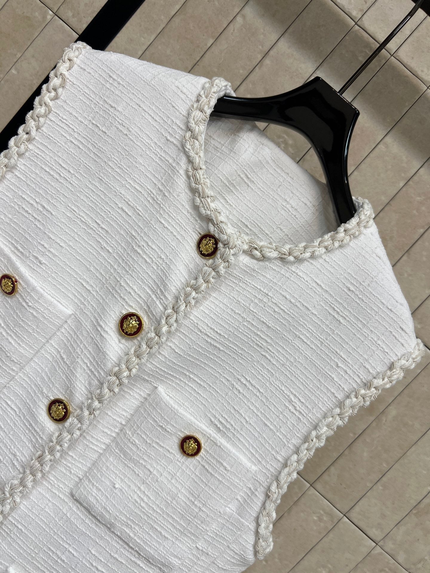 CC 26s Vest White Tweed Cotton 414763
