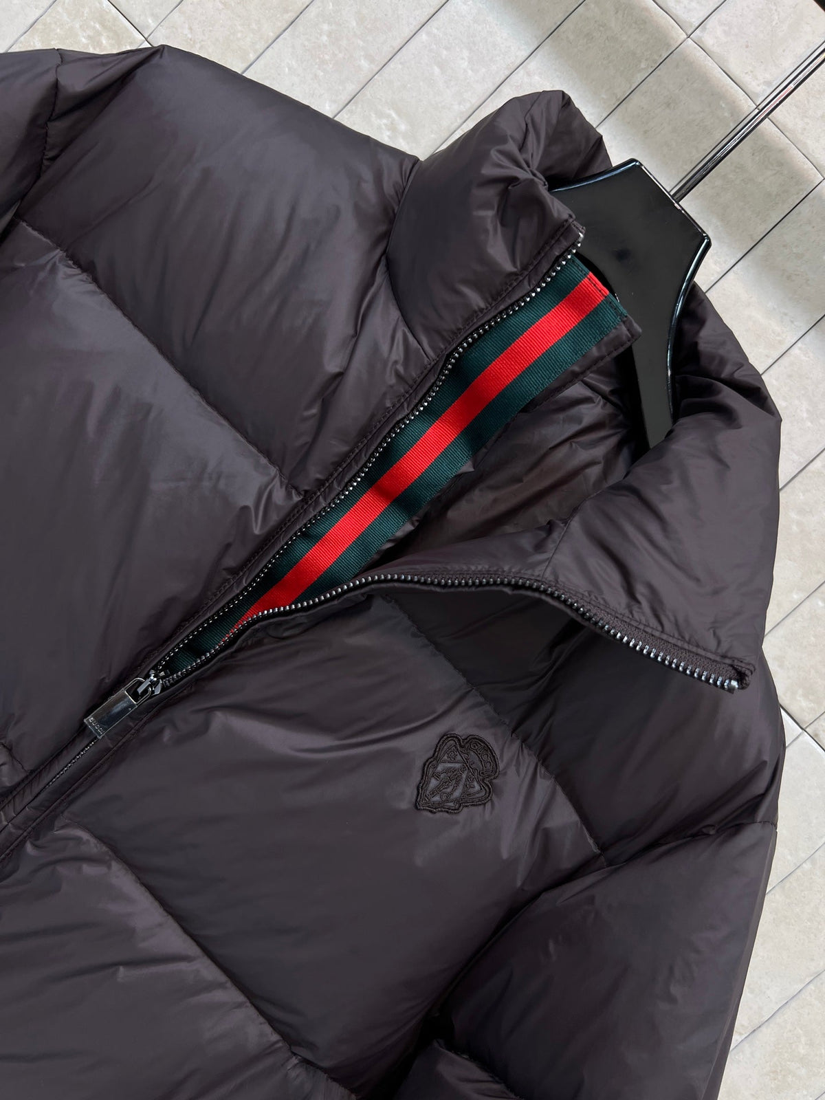 Gucci 26s Interlocking G Cropped Down Jacket Brown Polyester 450306