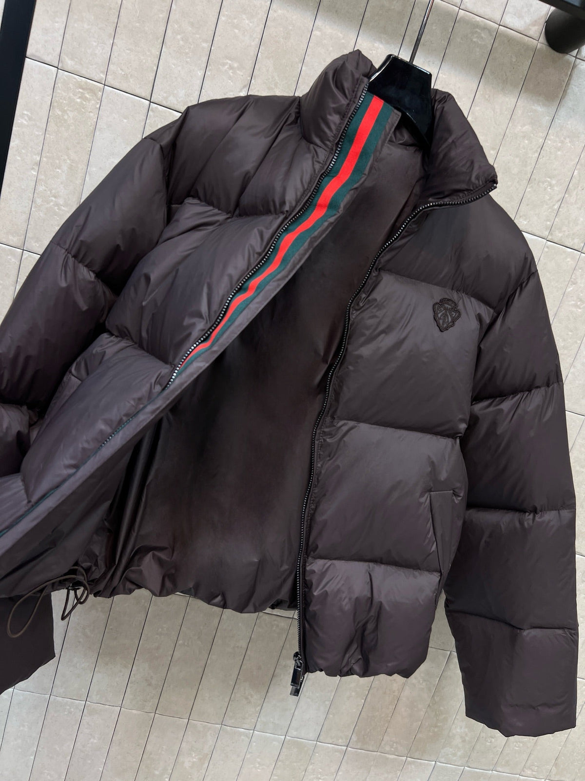 Gucci 26s Interlocking G Cropped Down Jacket Brown Polyester 450306