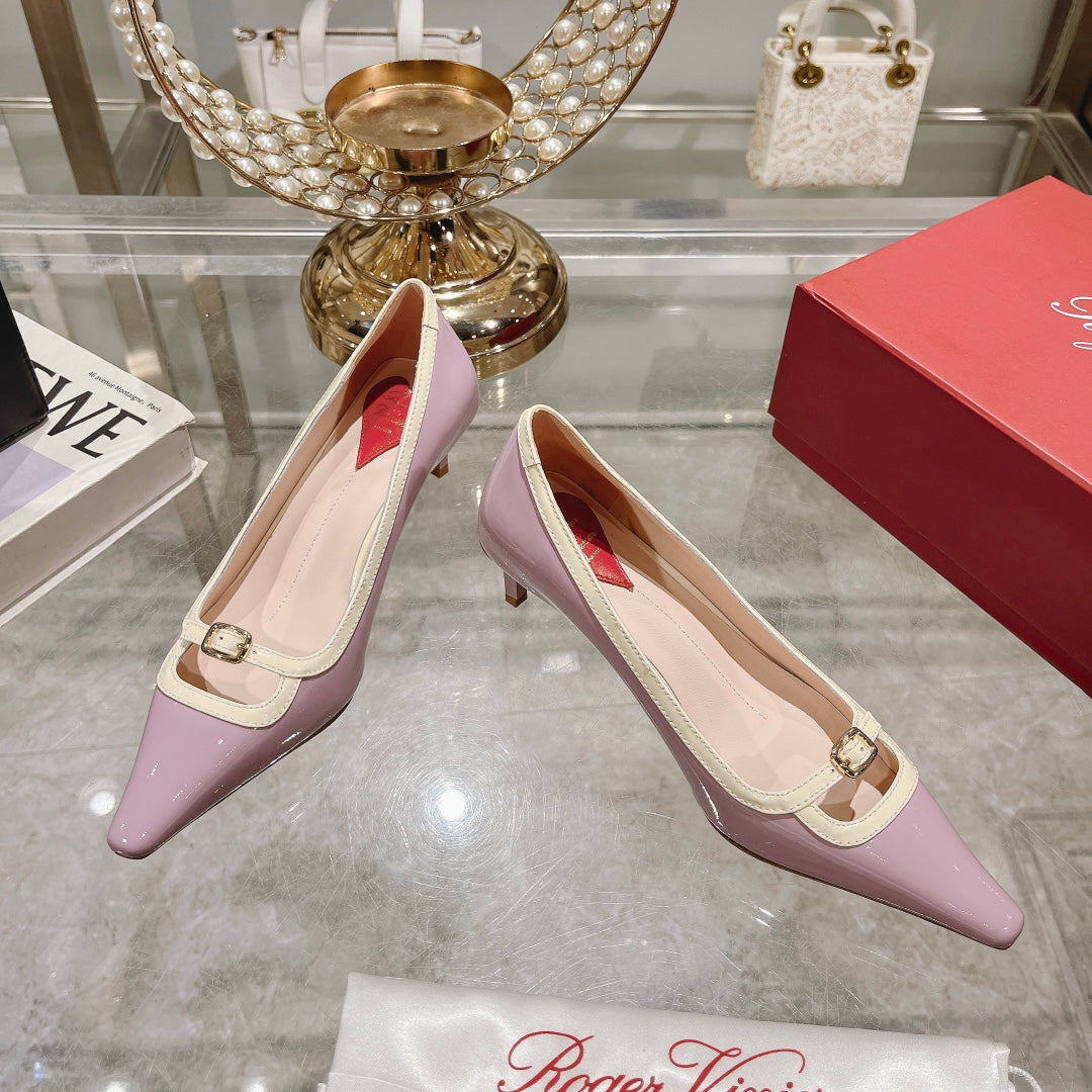 Viv Canard Pumps 55 Violet White Patent Leather