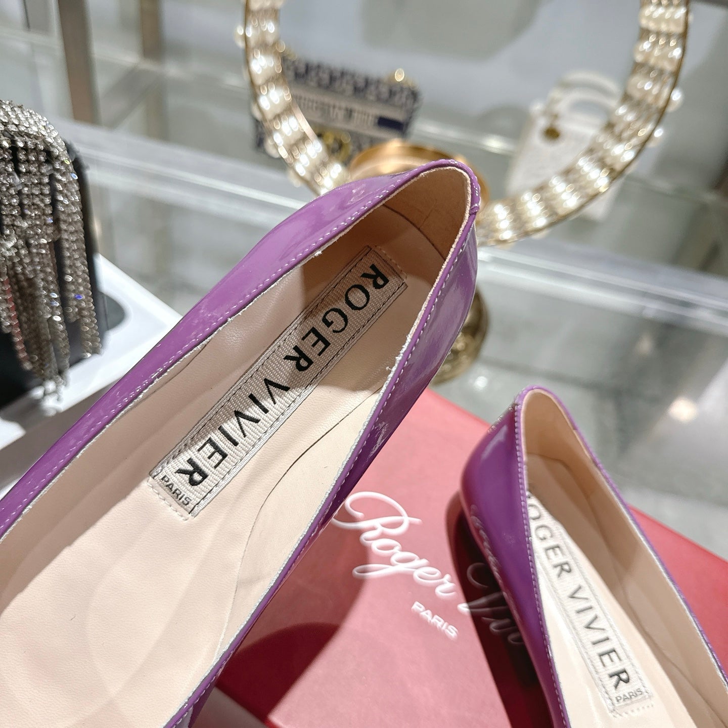 Roger Vivier 26s U Look Ballet Flat Purple Leather 679807