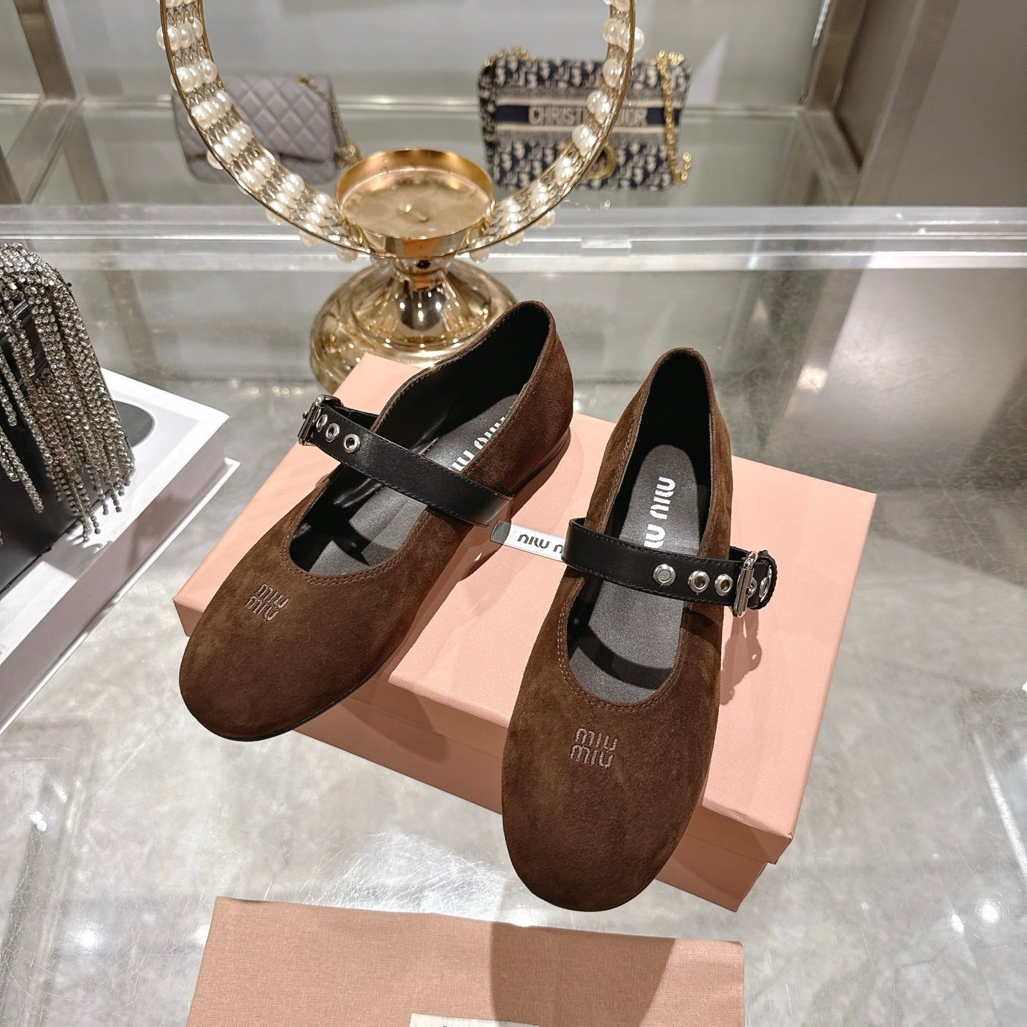 Miu 26s Ballerinas Chocolate Suede 679781