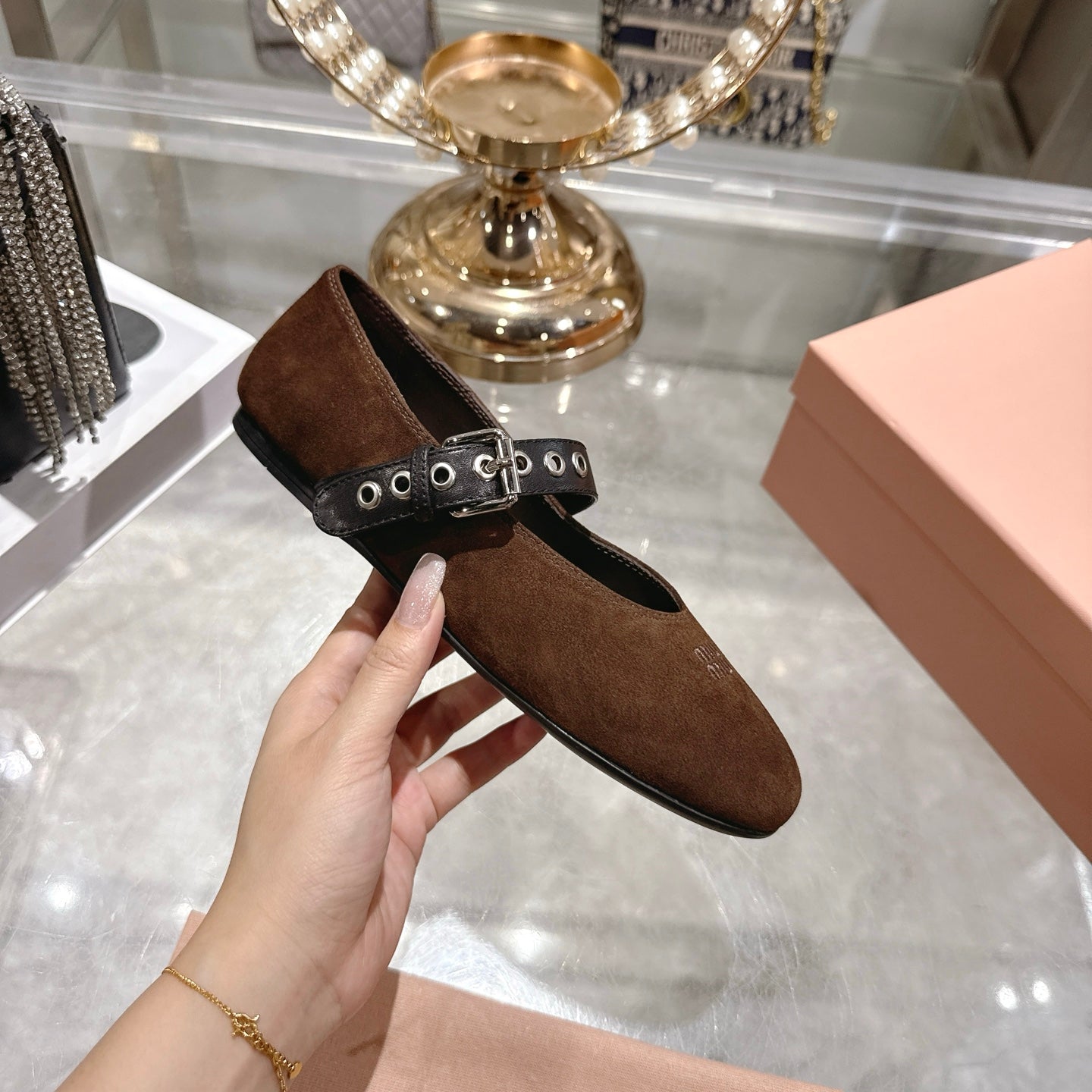 Miu 26s Ballerinas Chocolate Suede 679781