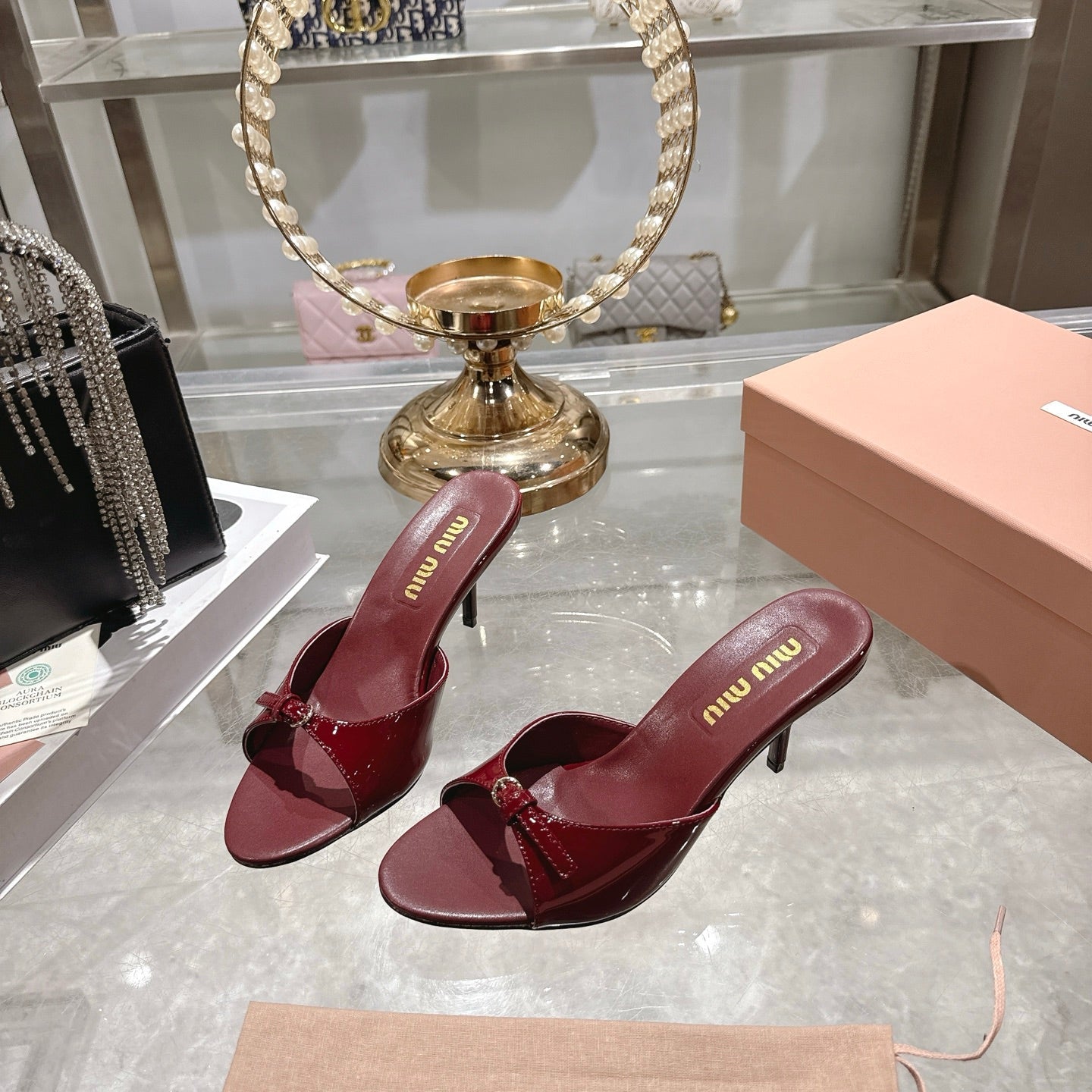 Miu Mules With Buckle Patent Leather 751337