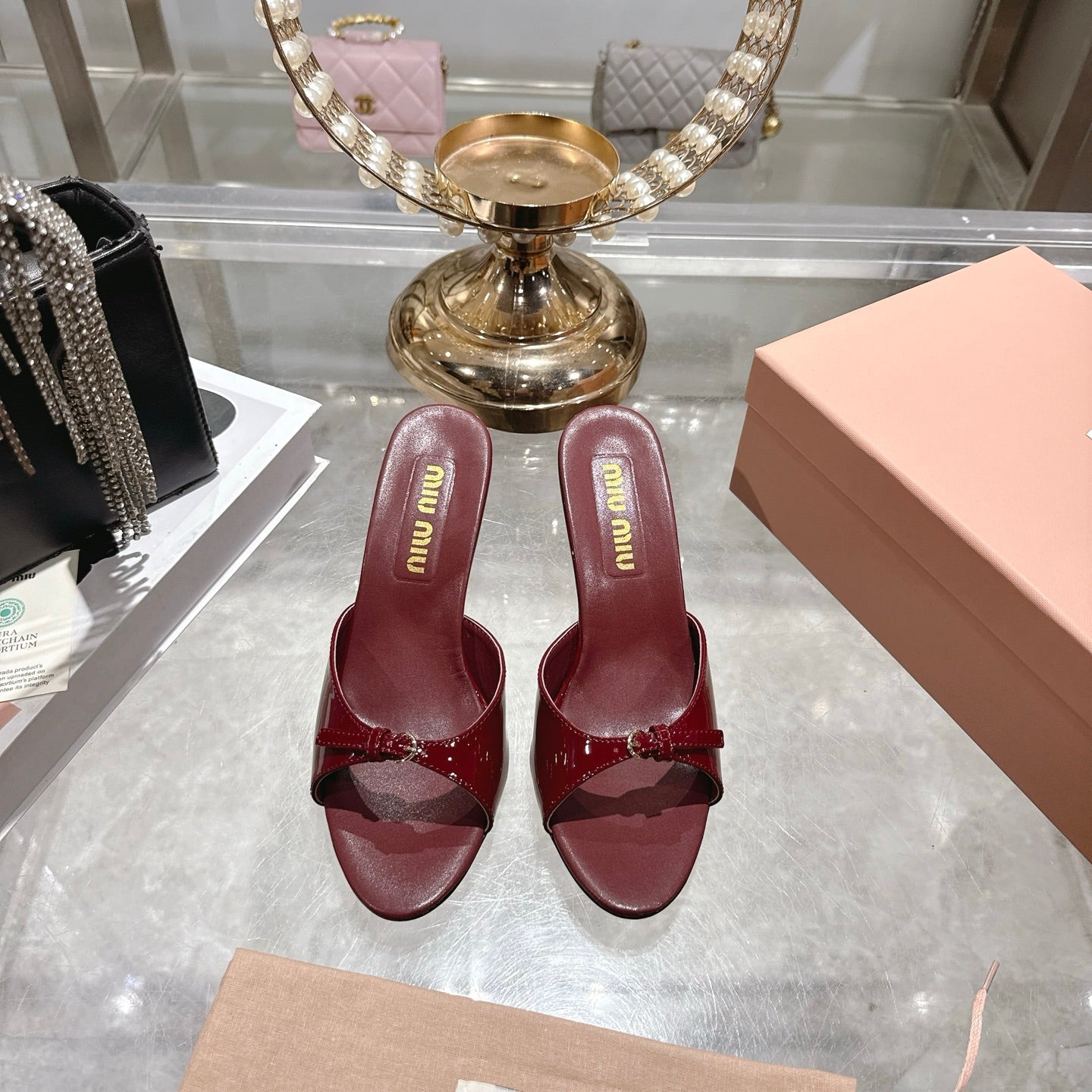 Miu Mules With Buckle Patent Leather 751337