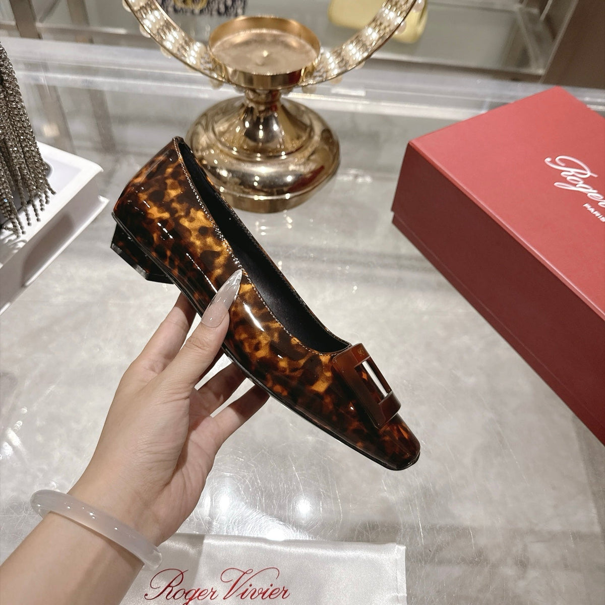 RV 26s Belle Vivier Pumps 2.5cm Tortoiseshell Patent 999731