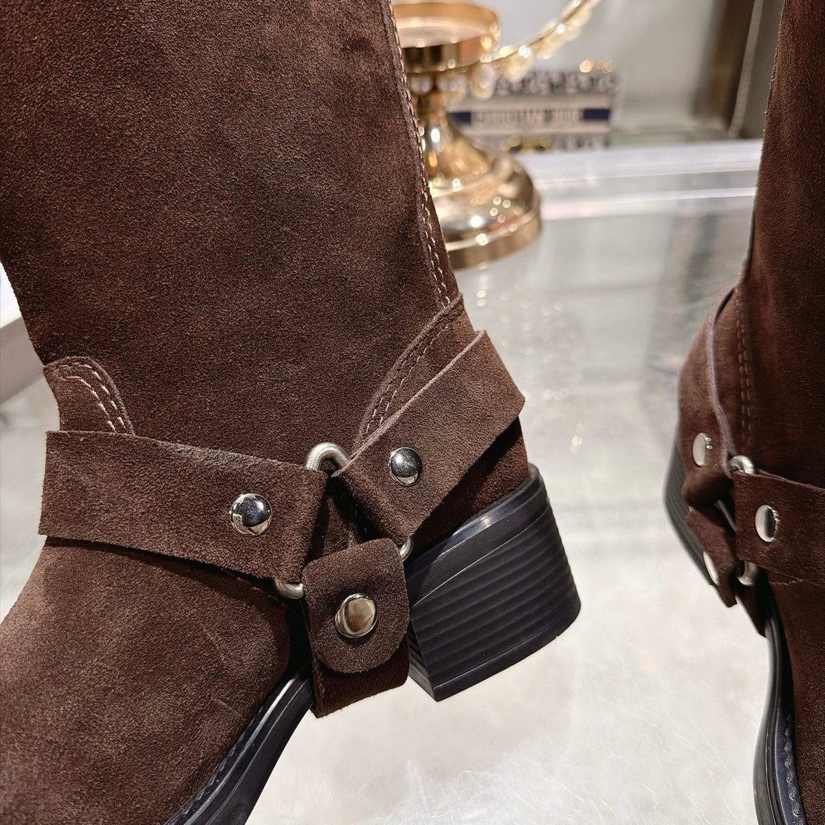 Miumiu 2026 Mid-Calf Boots Coffee Suede 190446