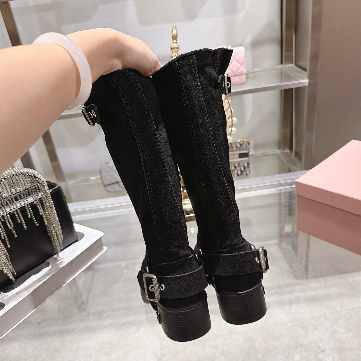 Miumiu 2026 Mid-Calf Boots Black Suede 190445