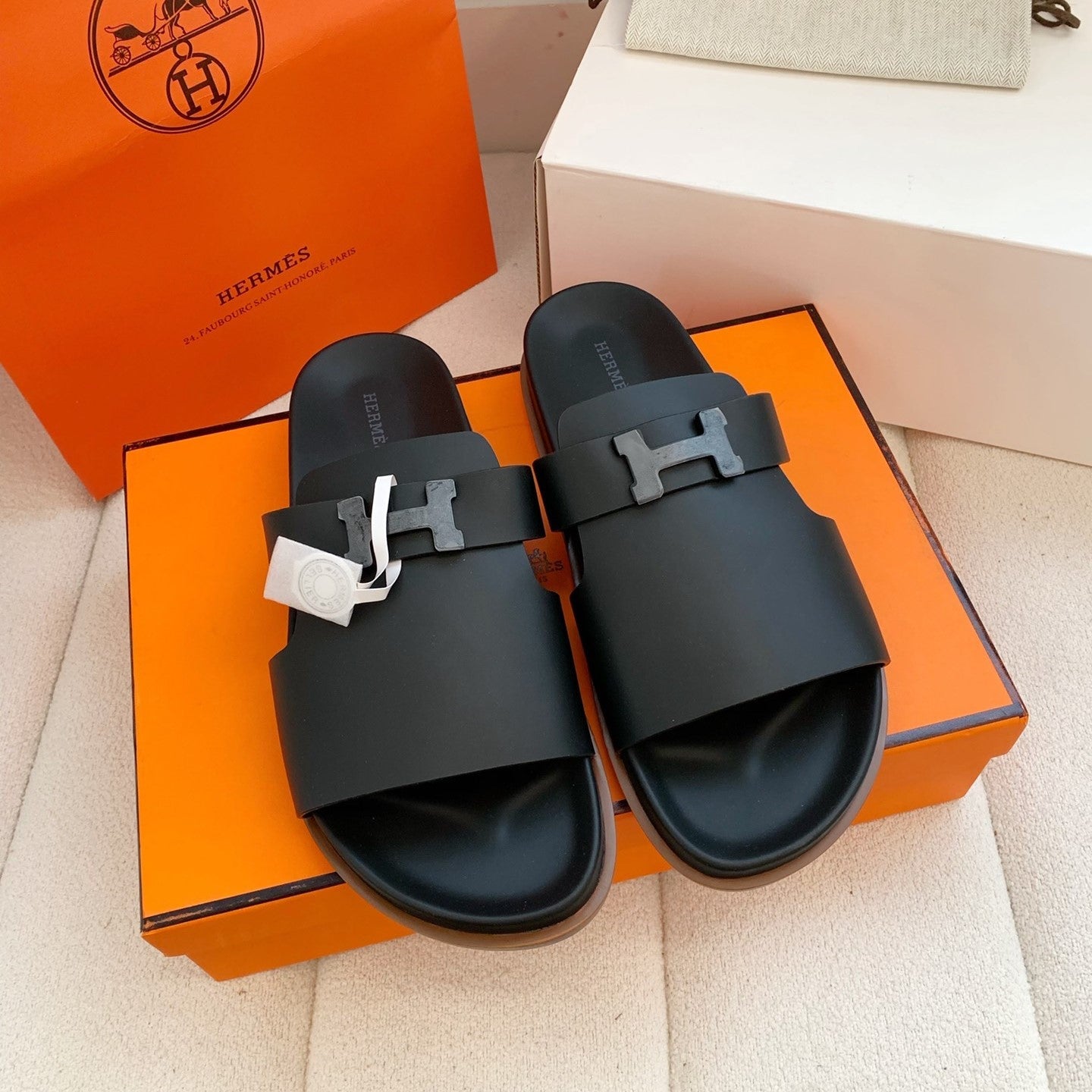HM Men Jaures Sandal Black Sheepskin 614861