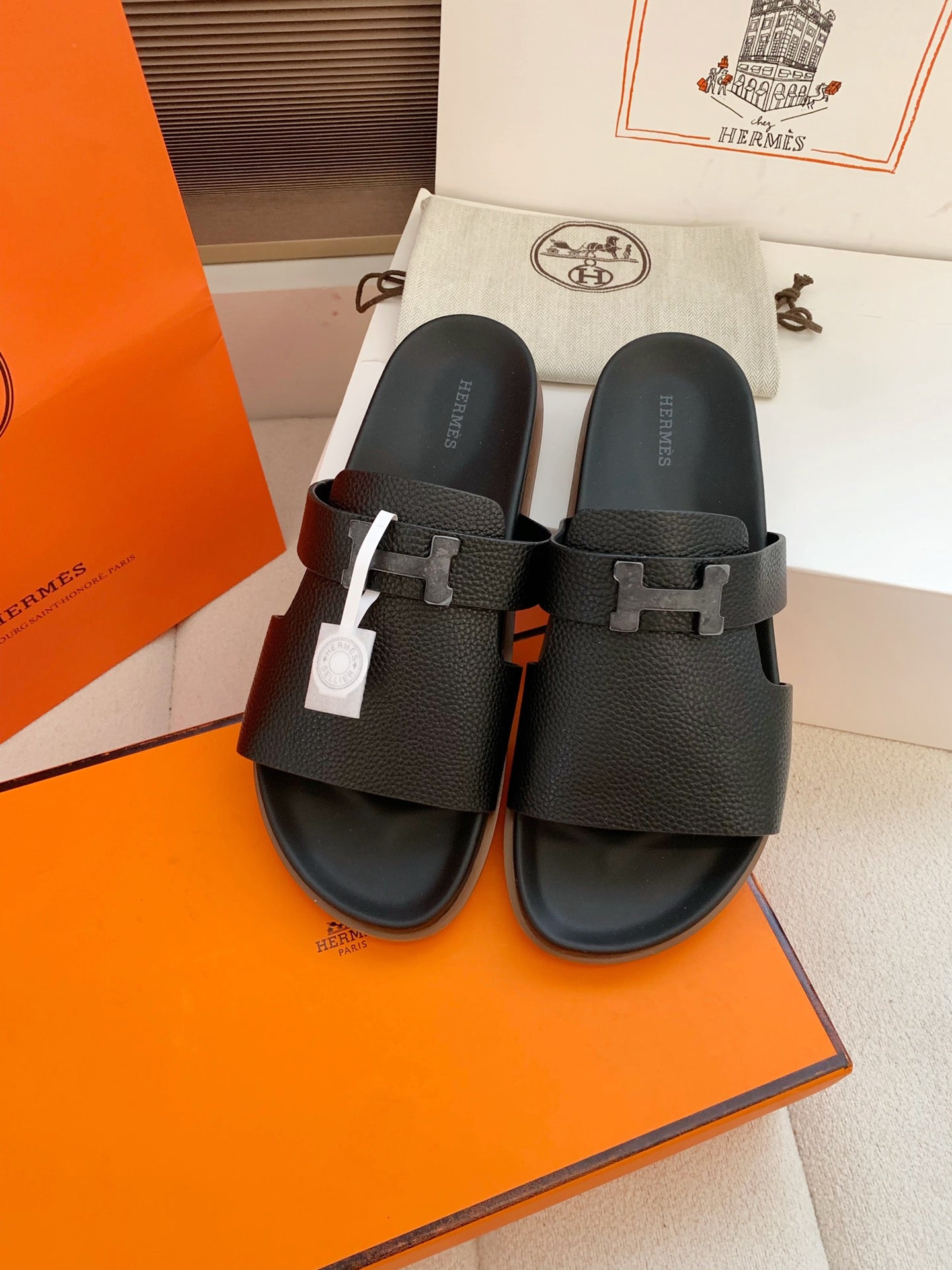 HM Men Jaures Sandal Black Cowhide 614861