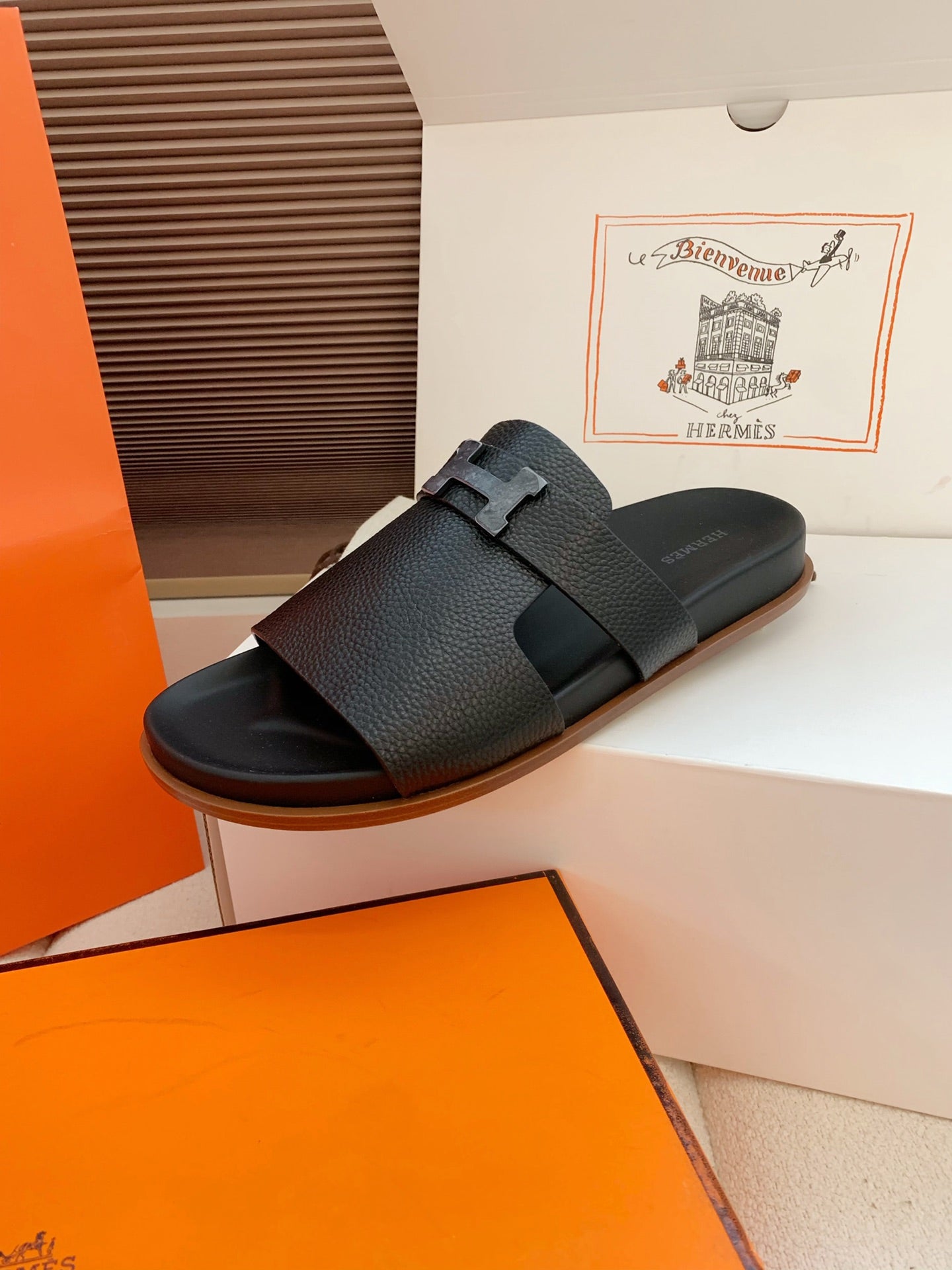 HM Men Jaures Sandal Black Cowhide 614861